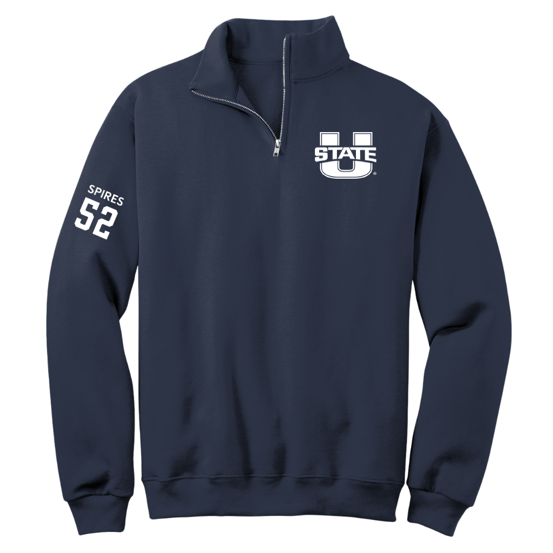 Utah State University Football Navy Quarter-Zip - #52 Blaine Spires