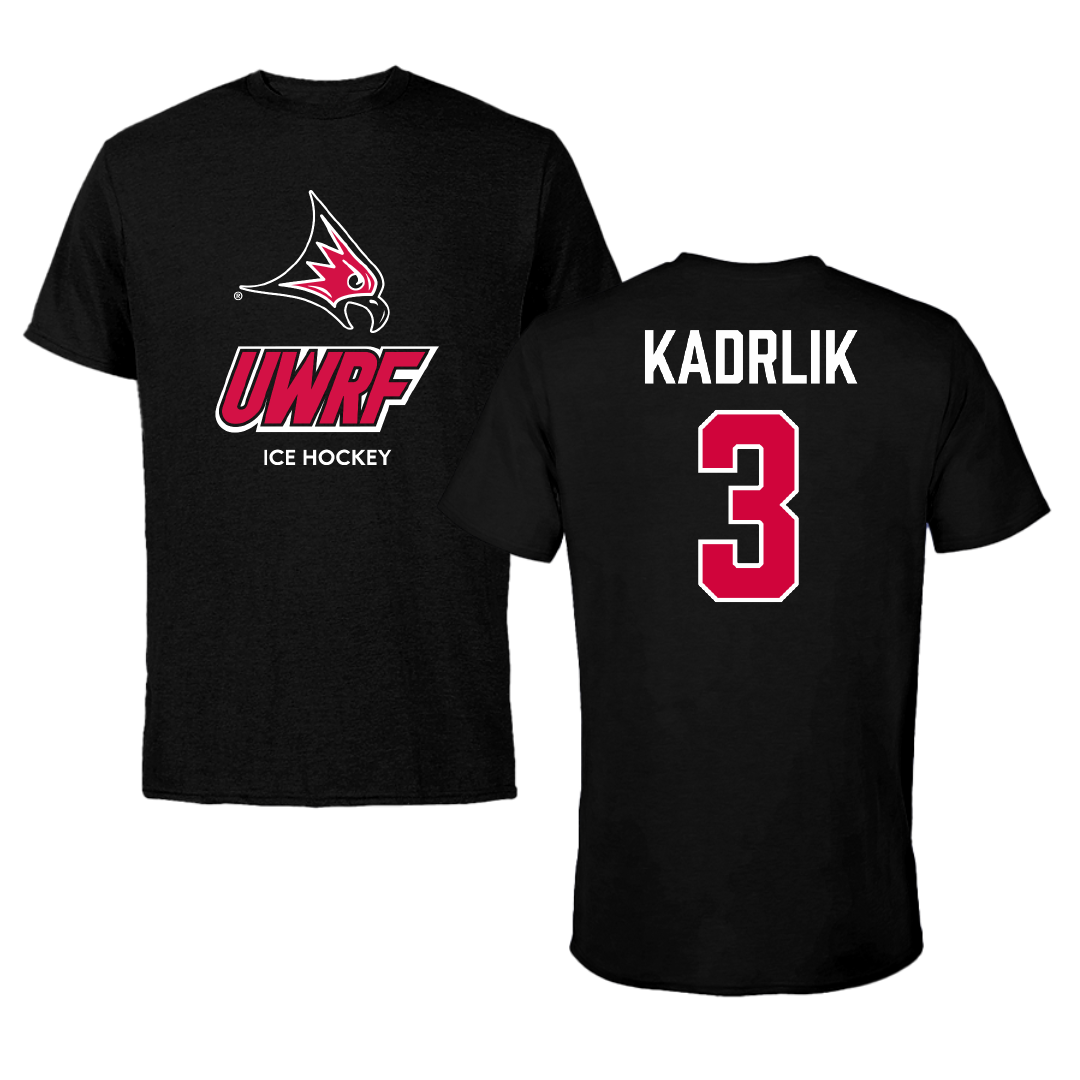 University of Wisconsin-River Falls Ice Hockey (W) Black Tee - #3 Madison Kadrlik