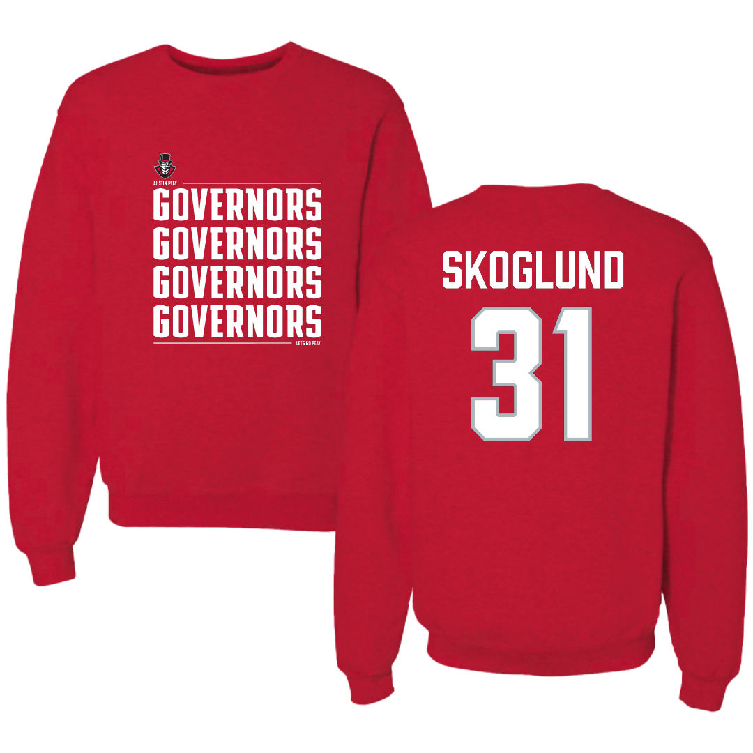 Austin Peay State University Football Red General Crewneck - #31 Austin Skoglund