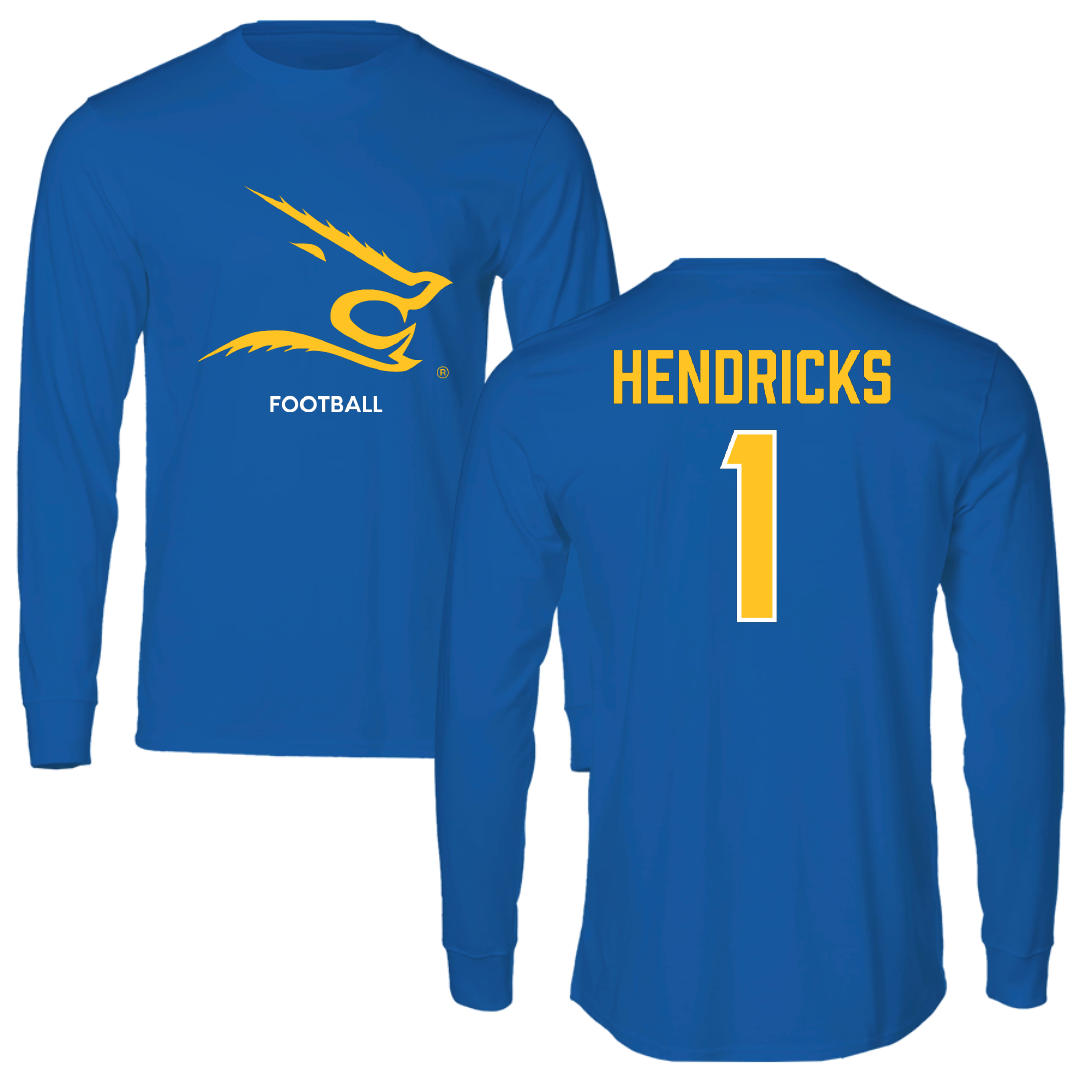 Texas A&M University-Kingsville Football Blue Long Sleeve - #1 Demarcus Hendricks