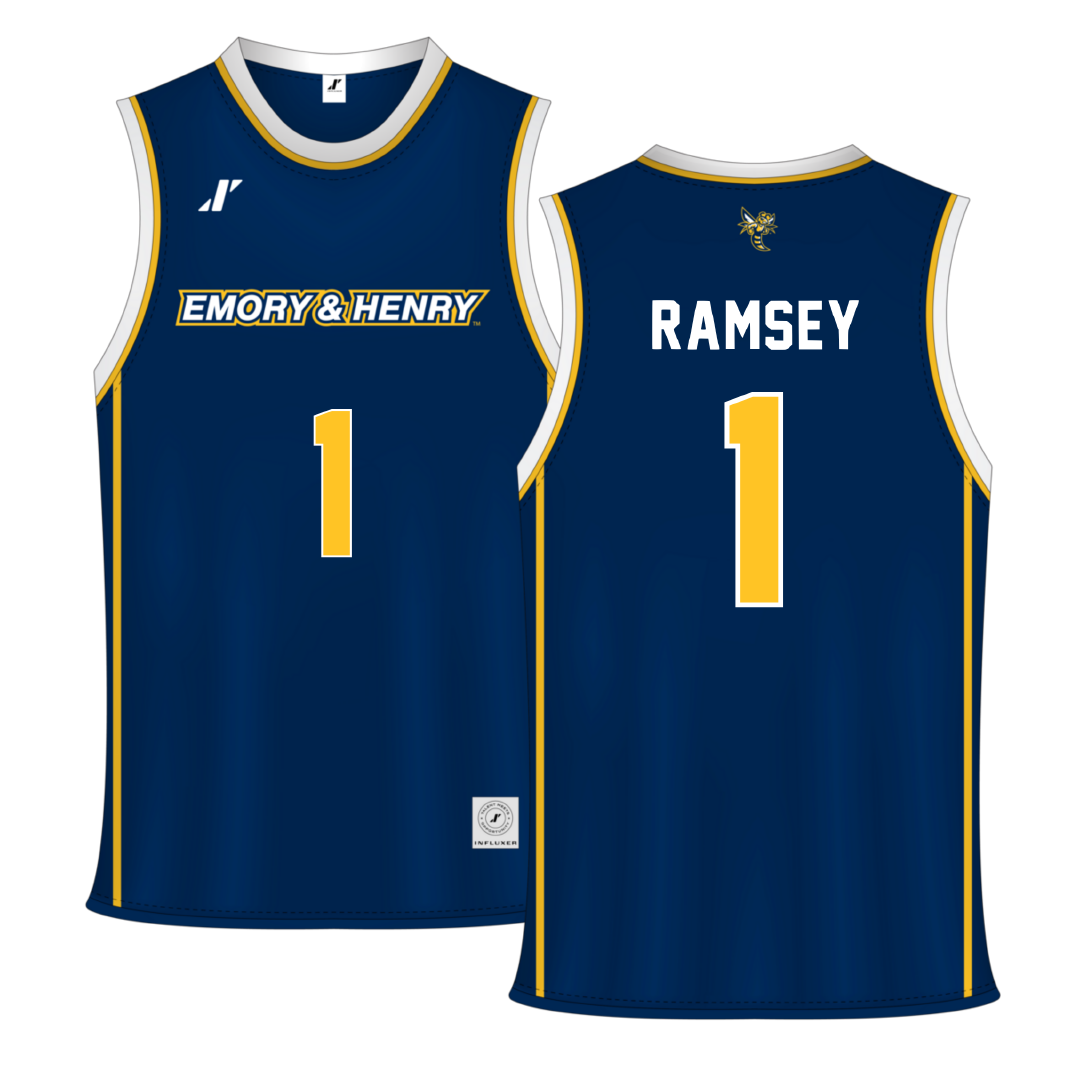 Emory & Henry College Blue Basketball Jersey - #1 Lyndie Ramsey