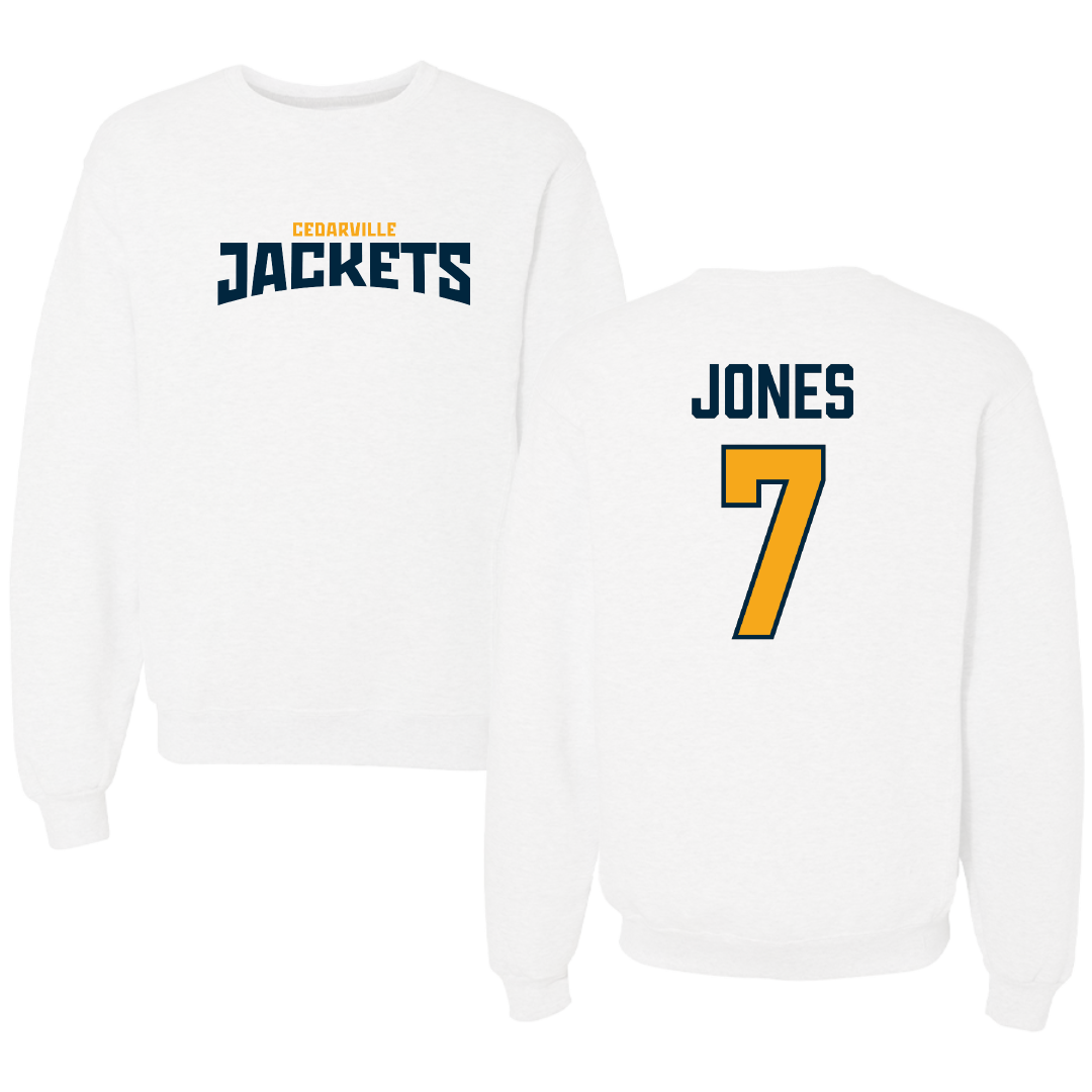 Cedarville University Softball White Classic Crewneck - #7 Madison Jones