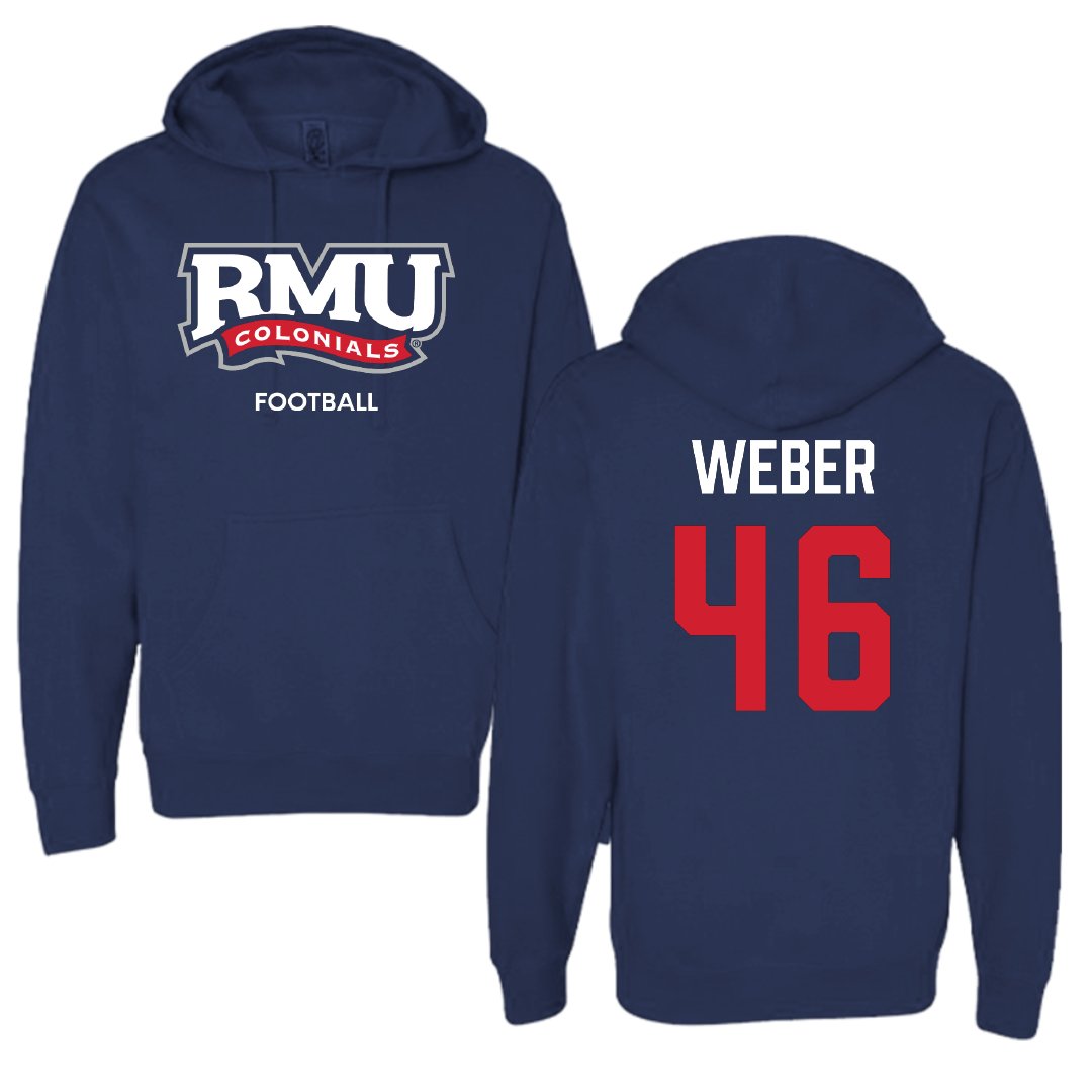 Robert Morris University Football Navy Hoodie - #46 Zach Weber