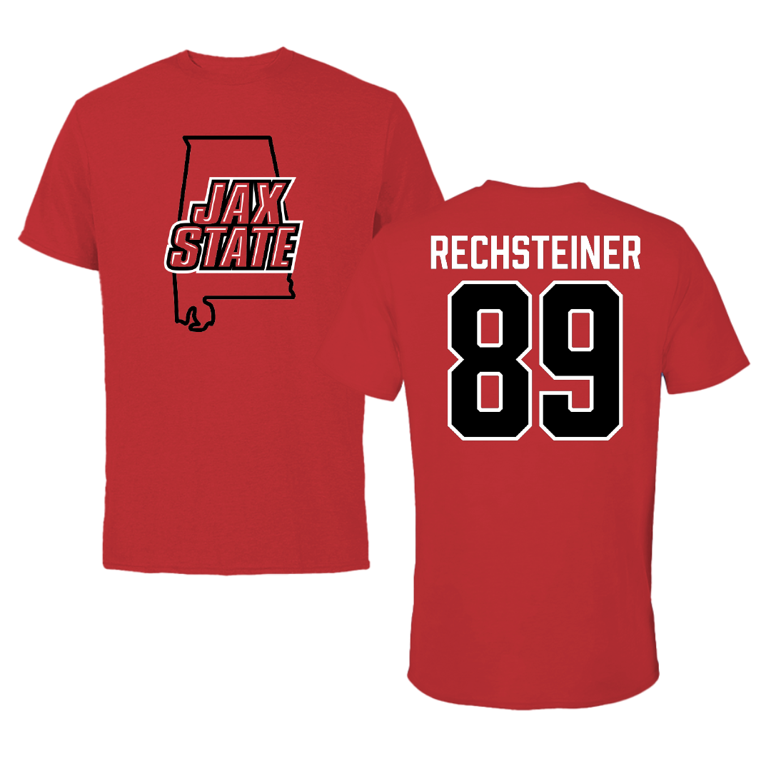 Jacksonville State University Football Red State Tee - #89 Brock Rechsteiner