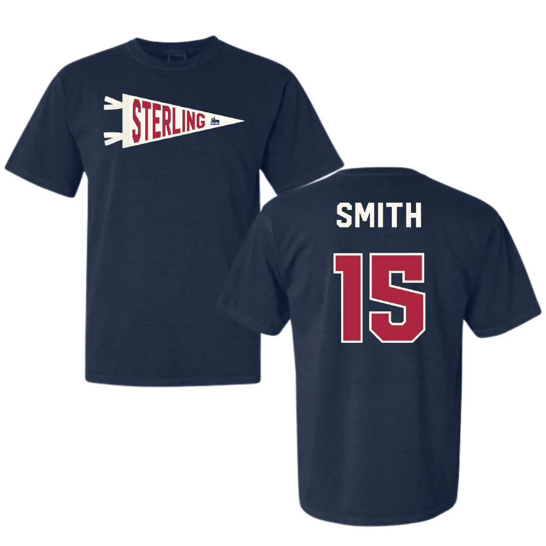Sterling College Basketball Navy Pennant Comfort Colors Tee - #15 Julian Smith