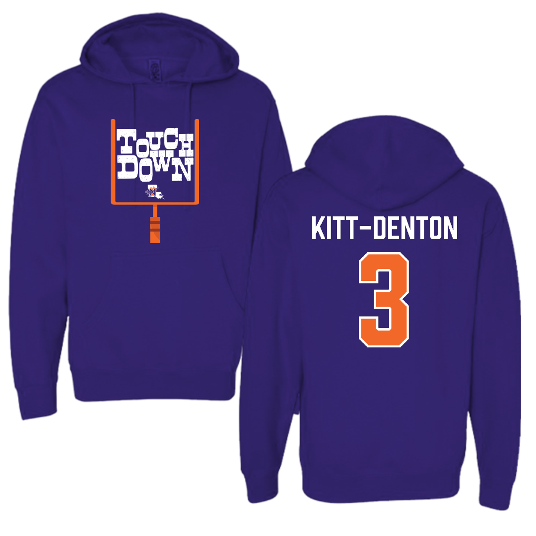 Northwestern State University Football Purple Touchdown Hoodie - #3 Myles Kitt-Denton