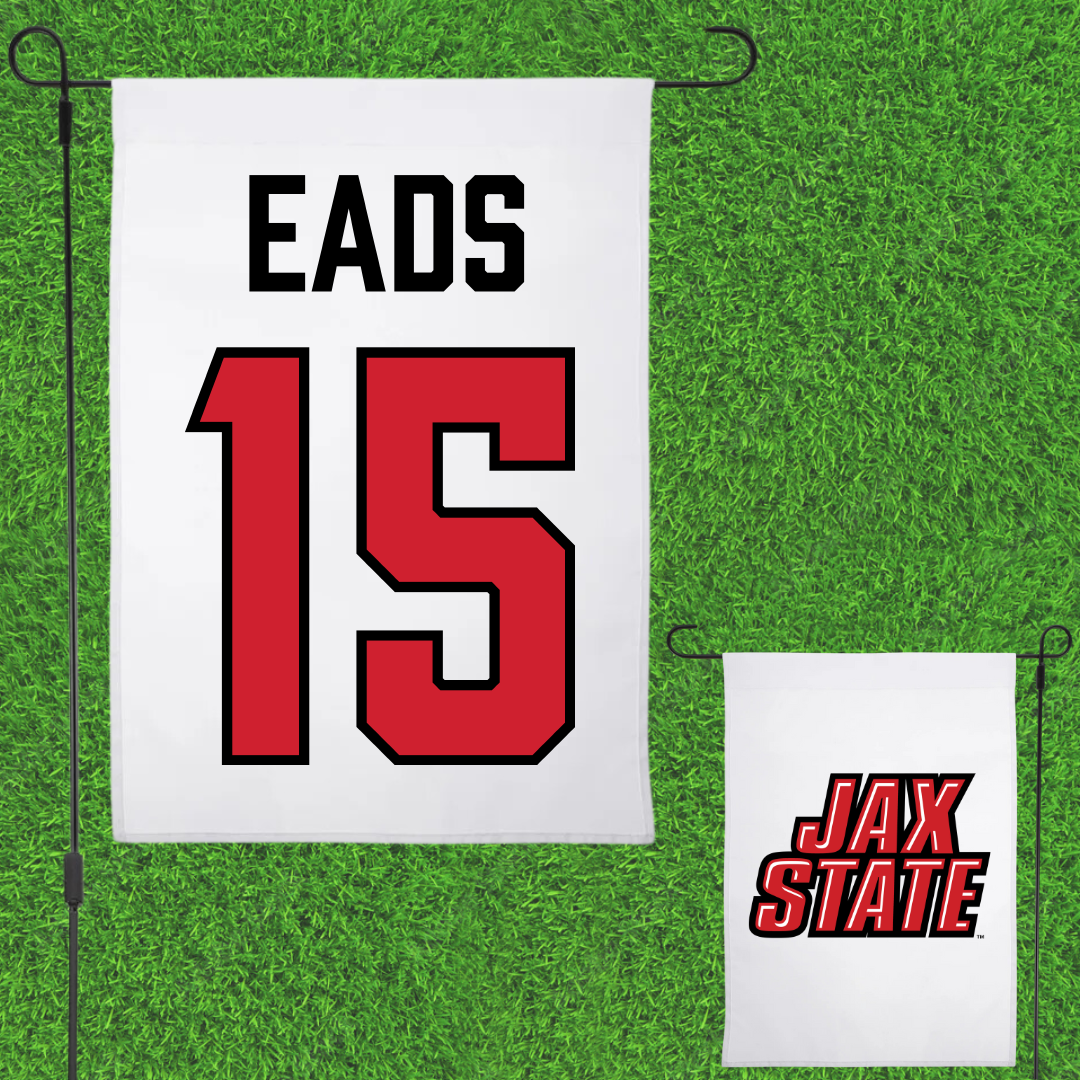 Jacksonville State University Soccer White Garden Flag - #15 Baylee Eads