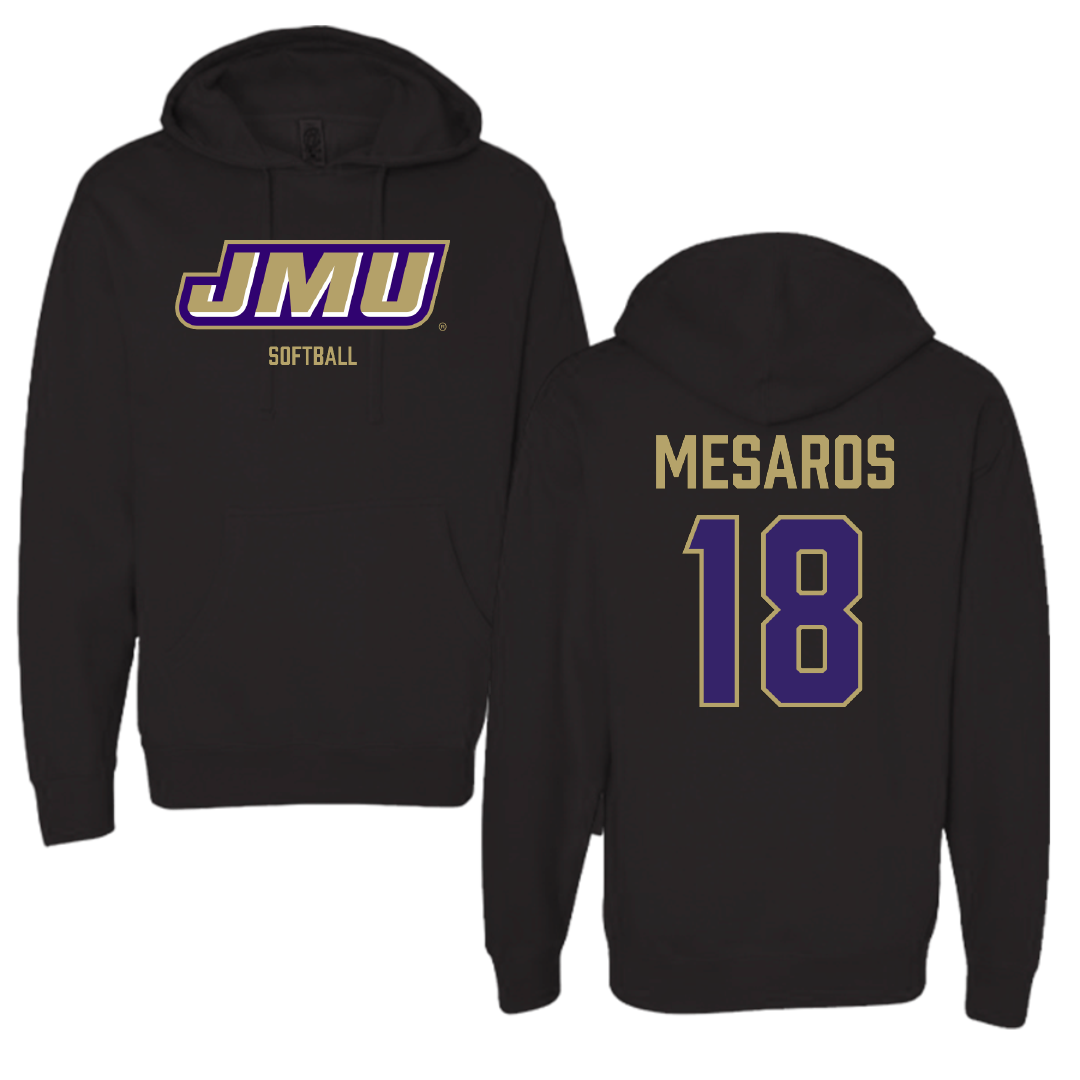 James Madison University Softball Black Hoodie - #18 Morgan Mesaros
