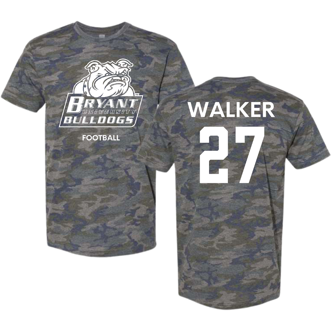 Bryant University Football Vintage Camo Tee - #27 Dedric Walker