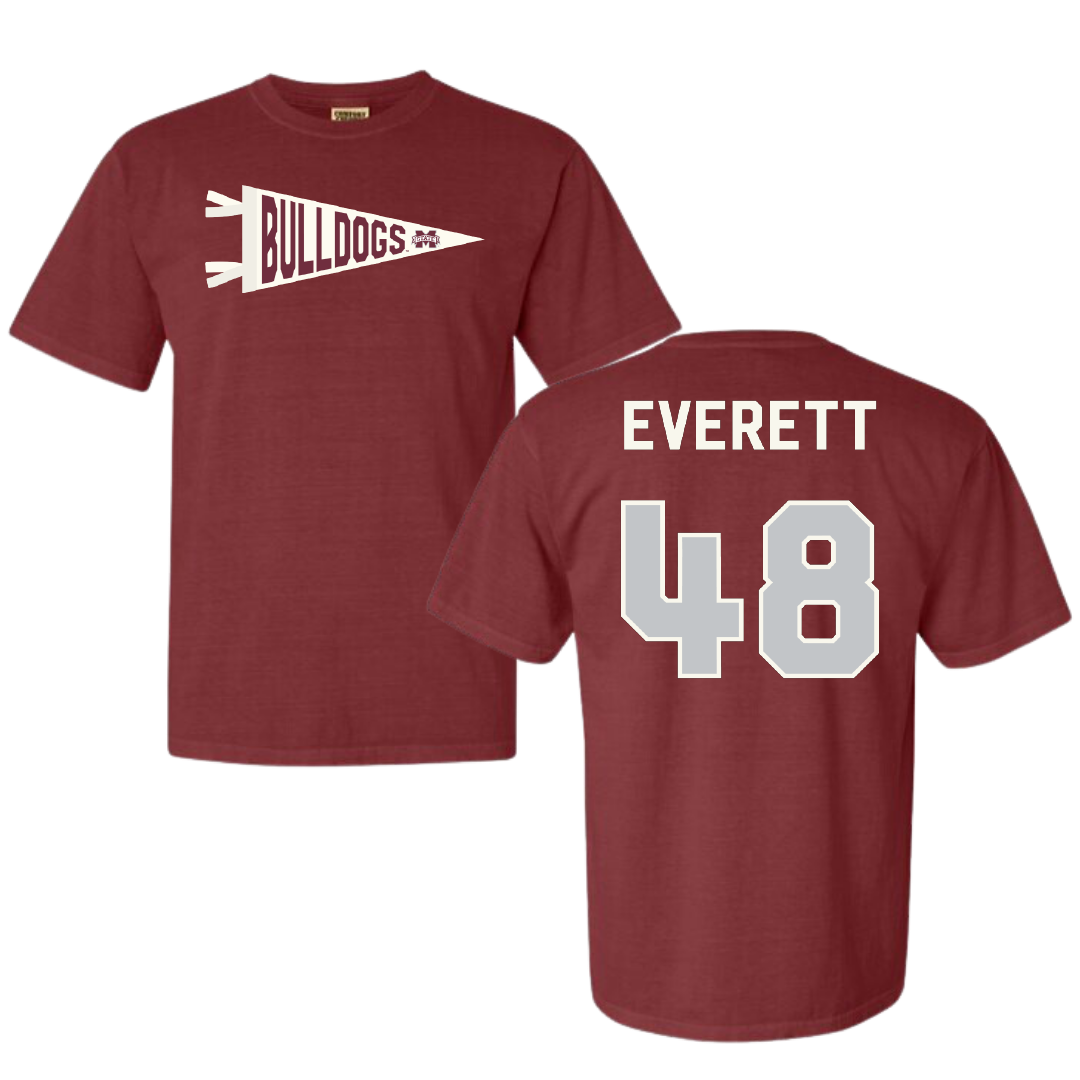 Mississippi State University Softball Maroon Pennant Comfort Colors Tee - #48 Delainey Everett