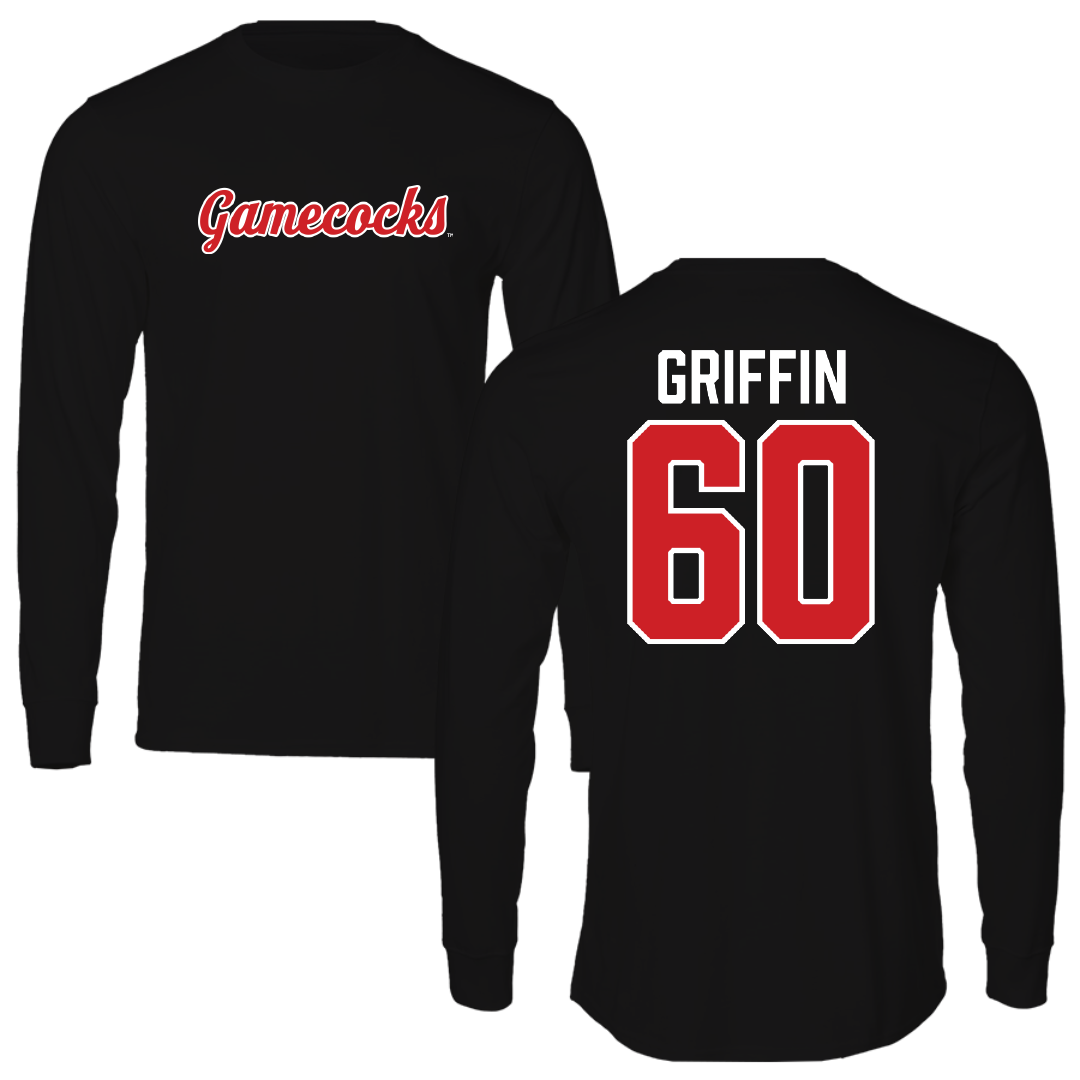 Jacksonville State University Football Black Performance Long Sleeve - #60 Cameron Griffin