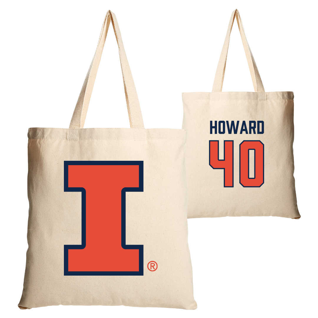 University of Illinois Softball Tan Canvas Tote Bag - #40 Zoie Howard