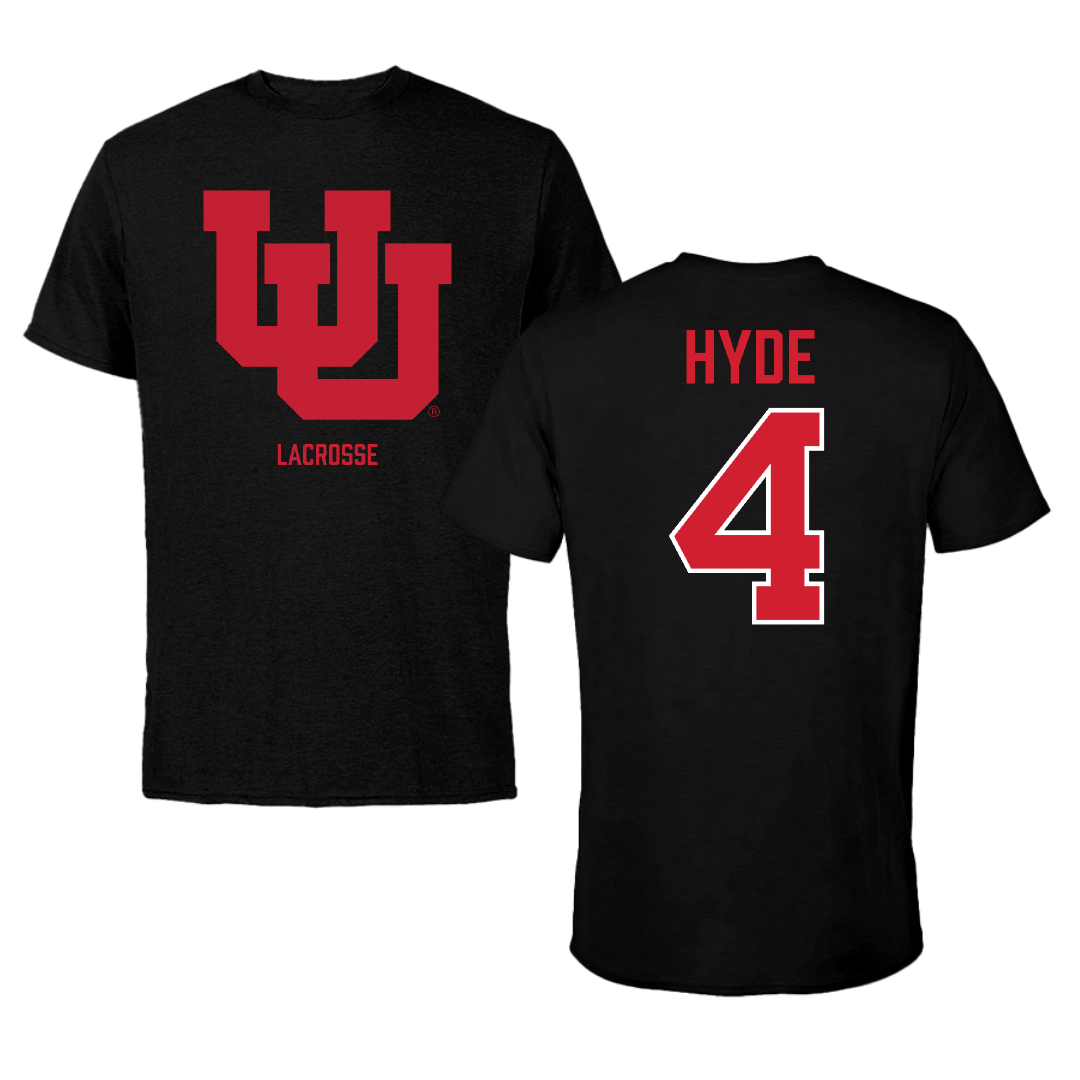 University of Utah Lacrosse (M) Black Tee - #4 Jordan Hyde