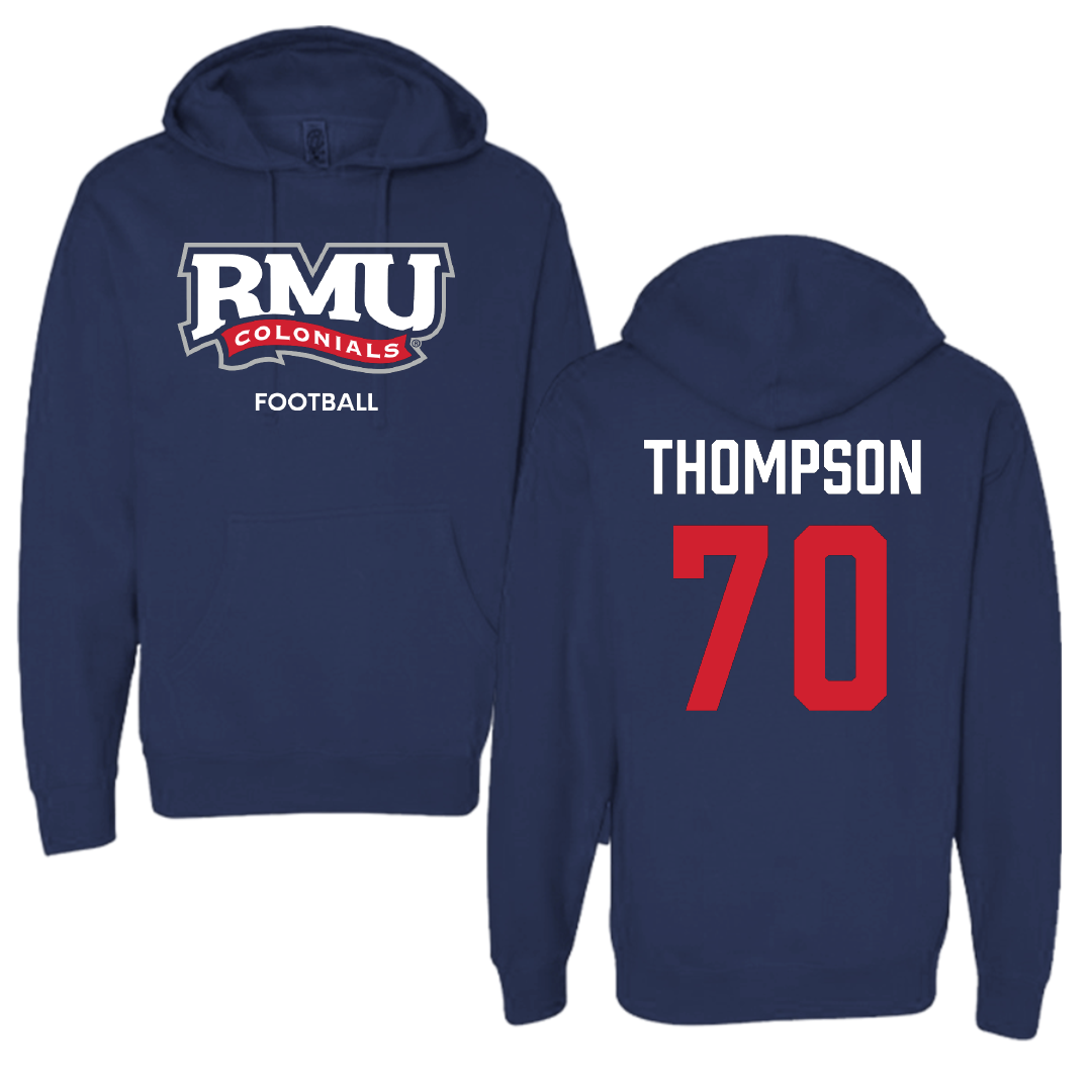 Robert Morris University Football Navy Hoodie - #70 Dante Thompson
