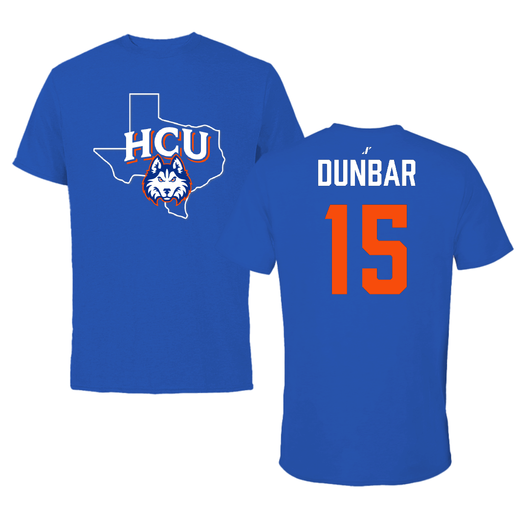 Houston Christian University Soccer (W) Blue State Performance Tee - #15 Brynn Dunbar