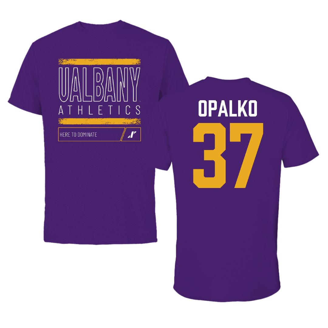 University at Albany Football Purple Dominate Performance Tee - #37 John Opalko
