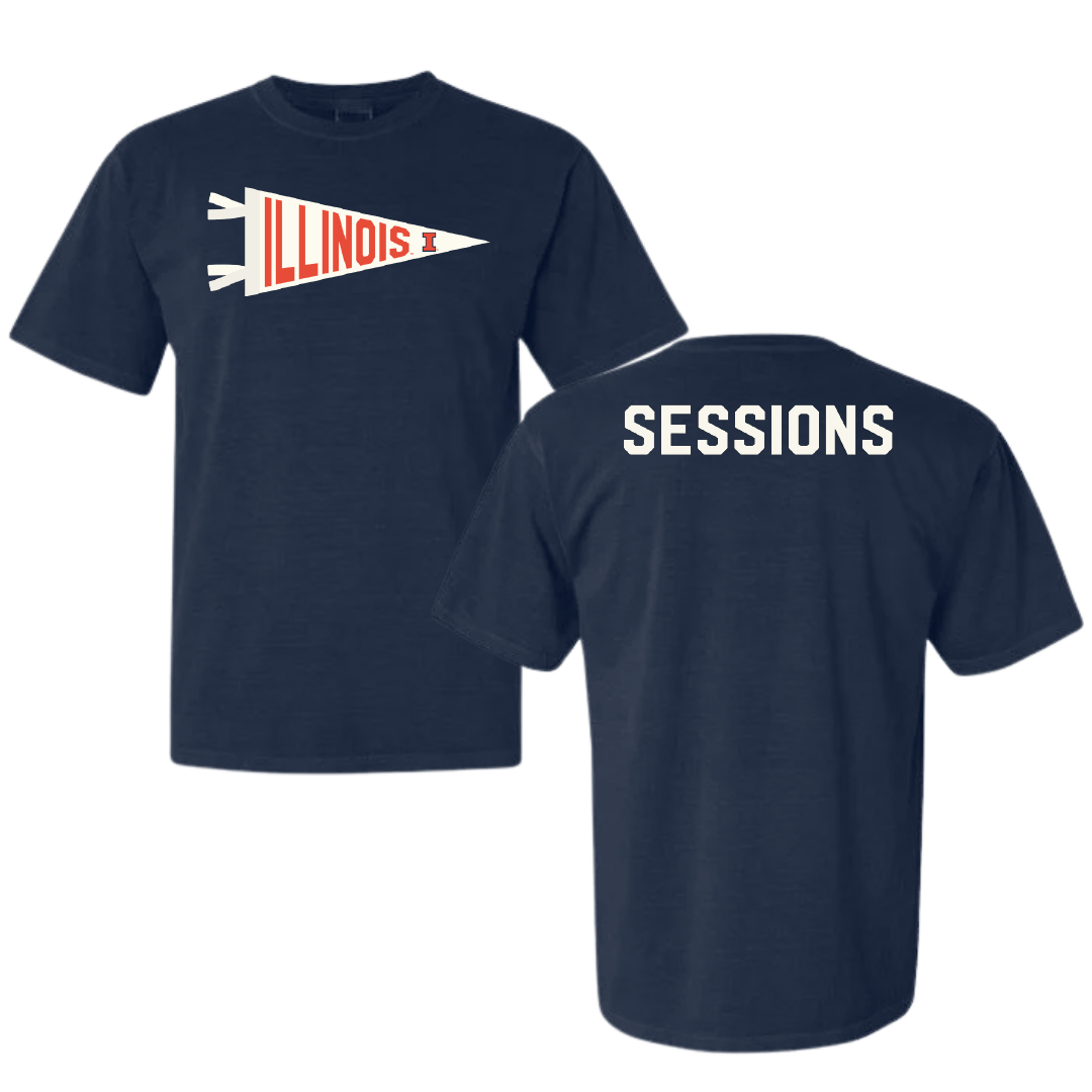 University of Illinois Swimming & Diving Navy Pennant Comfort Colors Tee - Kylee Sessions