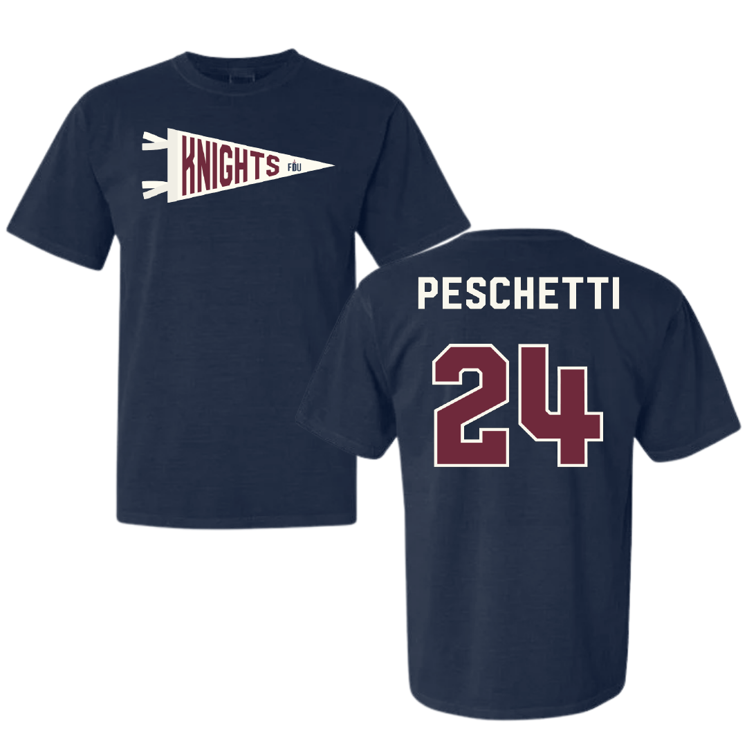 Fairleigh Dickinson University-Metropolitan Campus Soccer Navy Pennant Comfort Colors Tee - #24 Daniela Peschetti