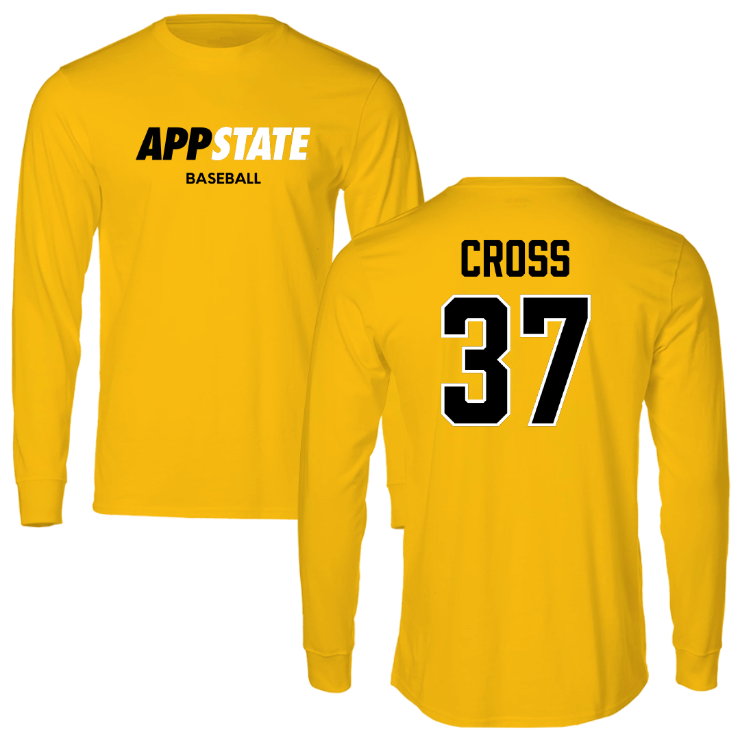 Appalachian State University Baseball Gold Performance Long Sleeve - #37 Caleb Cross