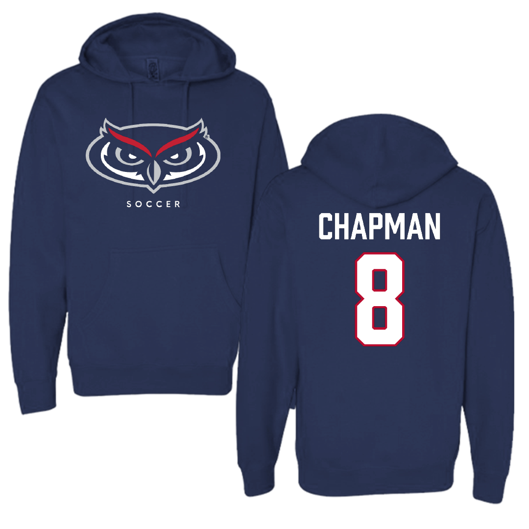 Florida Atlantic University Soccer Navy Mascot Hoodie - #8 Caleb Chapman