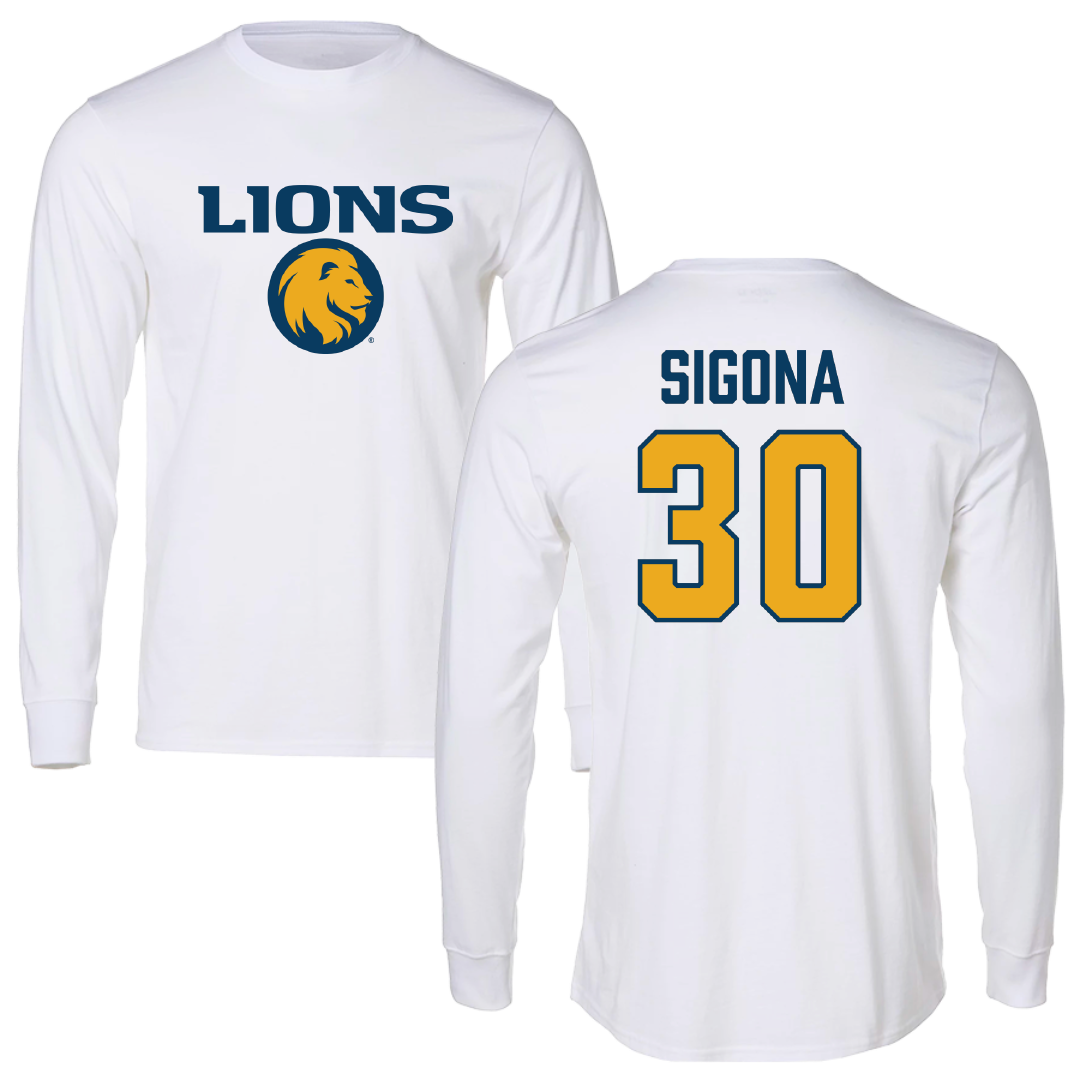 East Texas A&M University Basketball White Long Sleeve - #30 Vinny Sigona