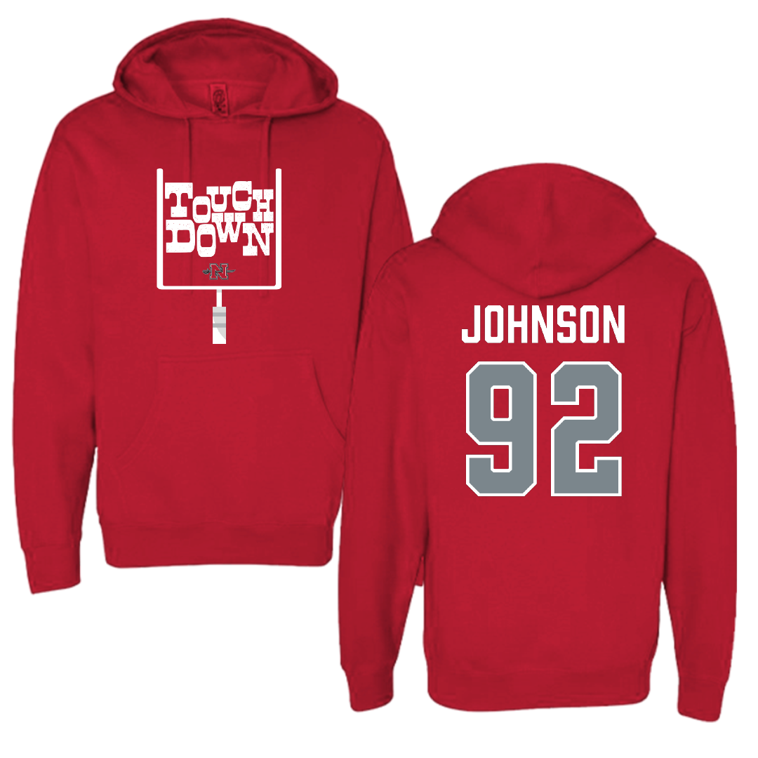 Nicholls State University Football Red Touchdown Hoodie - #92 Joshua Johnson