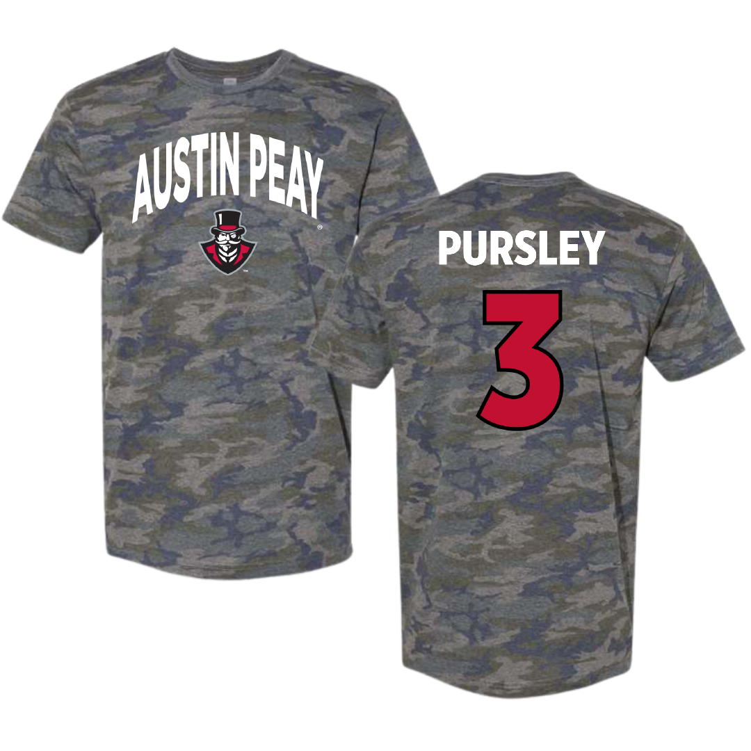 Austin Peay State University Softball Vintage Camo Tee - #3 Charley Pursley