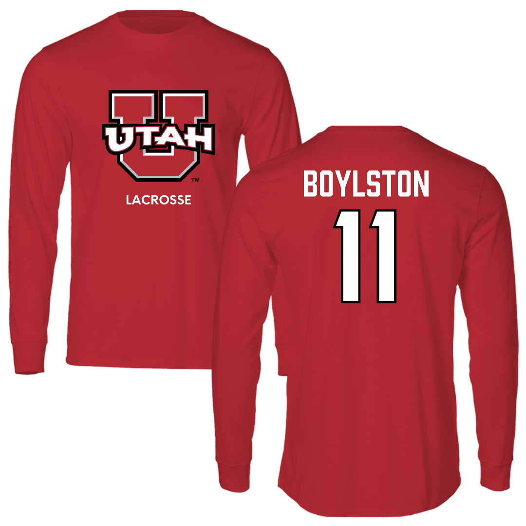 University of Utah Lacrosse (M) Red Utes Performance Long Sleeve - #11 Joey Boylston