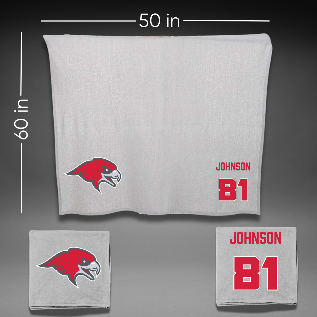 Montclair State University Football Gray Blanket - #81 Brandon Johnson