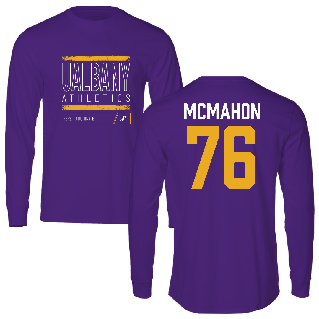 University at Albany Football Purple Dominate Long Sleeve - #76 Joey McMahon