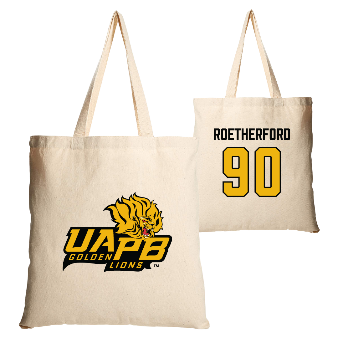 University of Arkansas-Pine Bluff Football Tan Canvas Tote Bag - #90 Cameron Roetherford