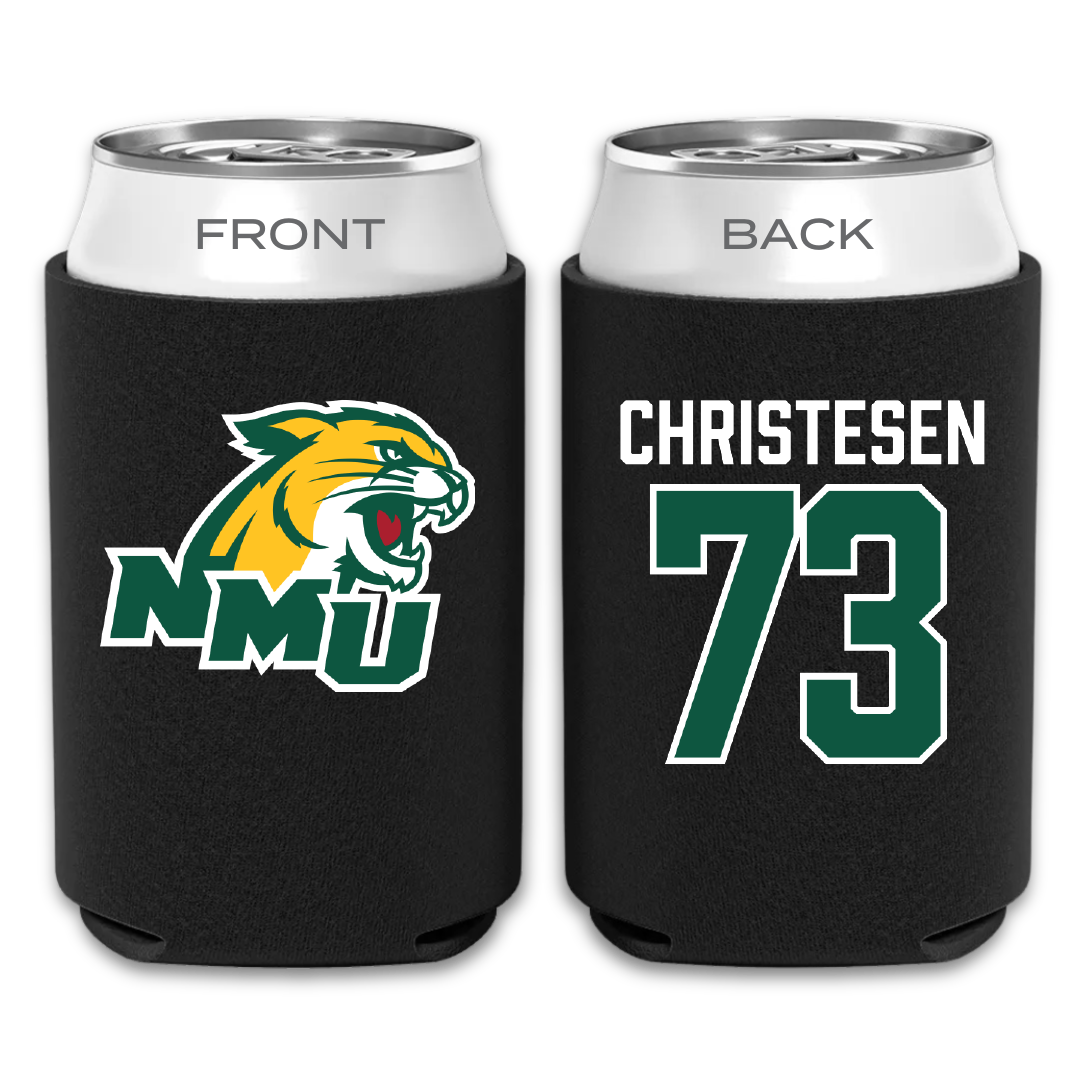 Northern Michigan University Football Black Can Cooler - #73 Charlie Christesen