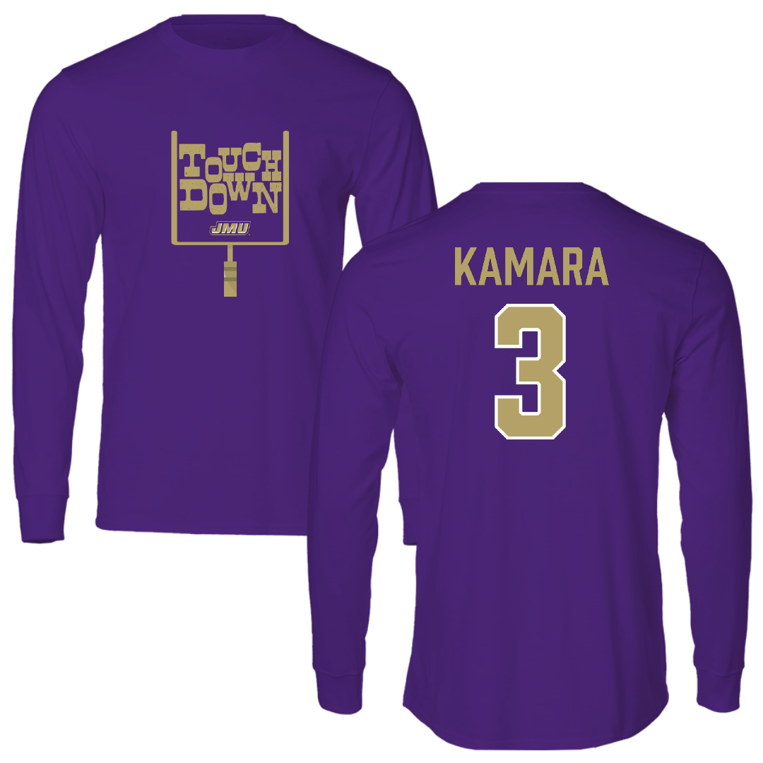 James Madison University Football Purple Touchdown Long Sleeve - #3 Mikail Kamara