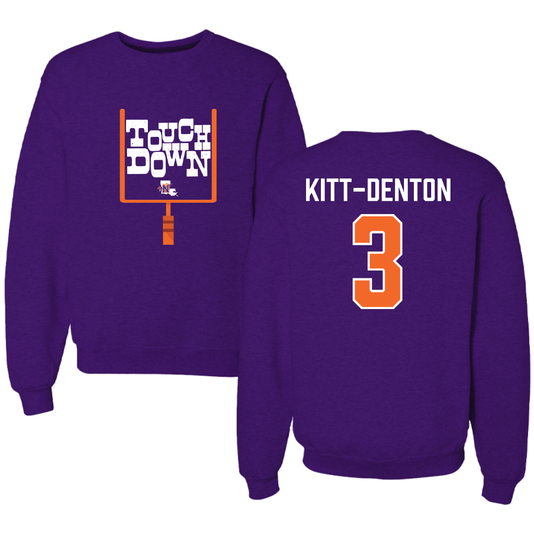 Northwestern State University Football Purple Touchdown Crewneck - #3 Myles Kitt-Denton