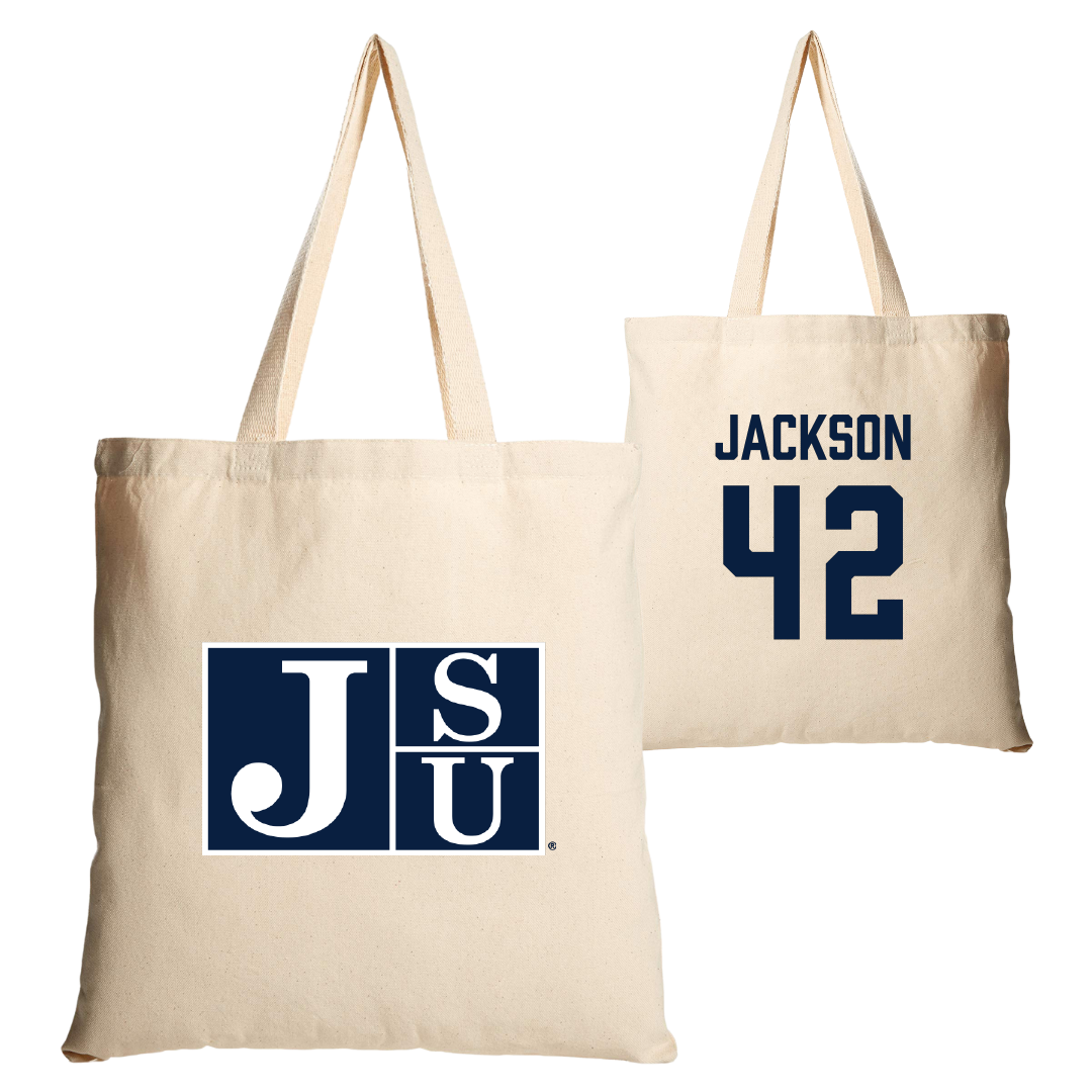 Jackson State University Softball Tan Canvas Tote Bag - #42 Jace Jackson