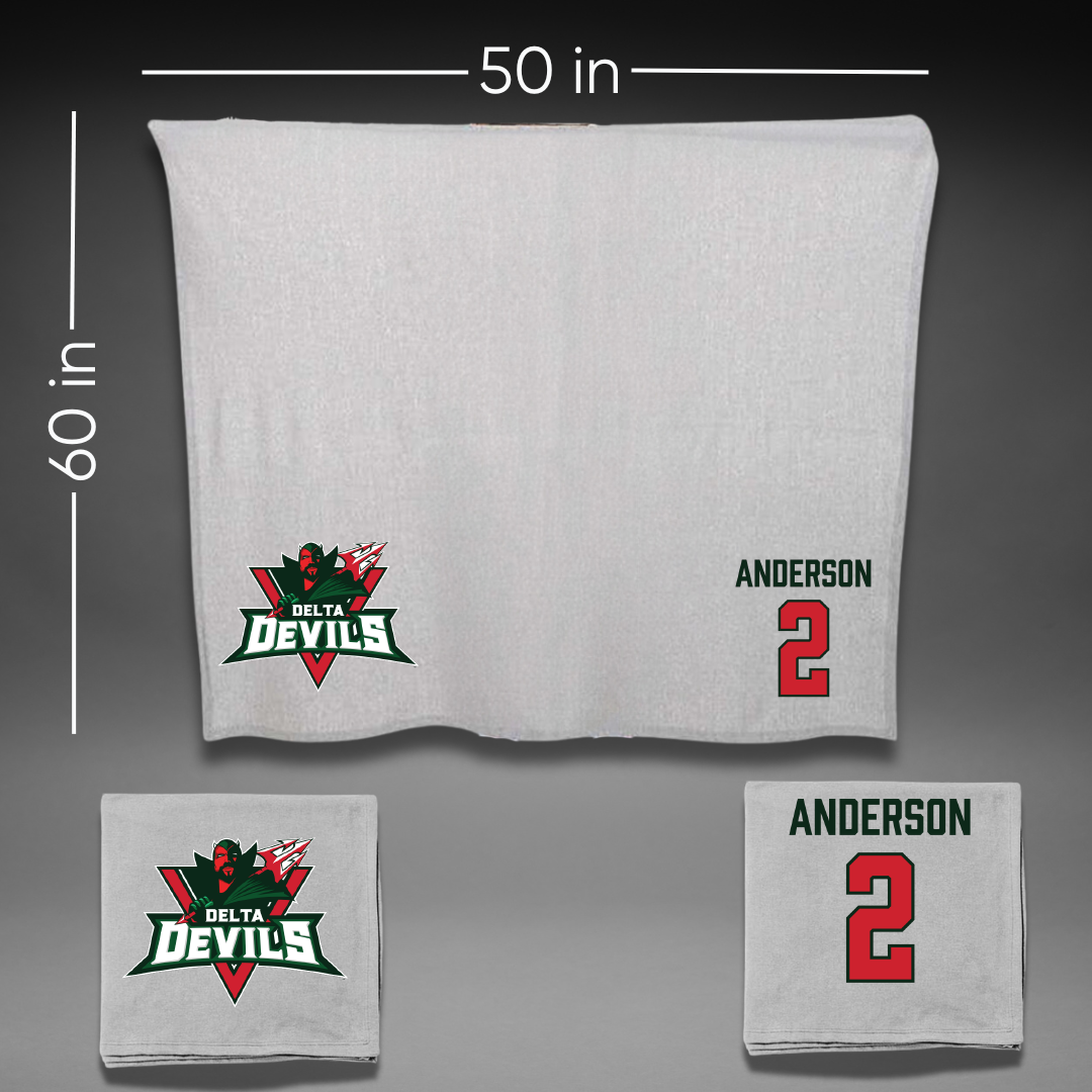 Mississippi Valley State University Football Gray Blanket - #2 Jordan Anderson
