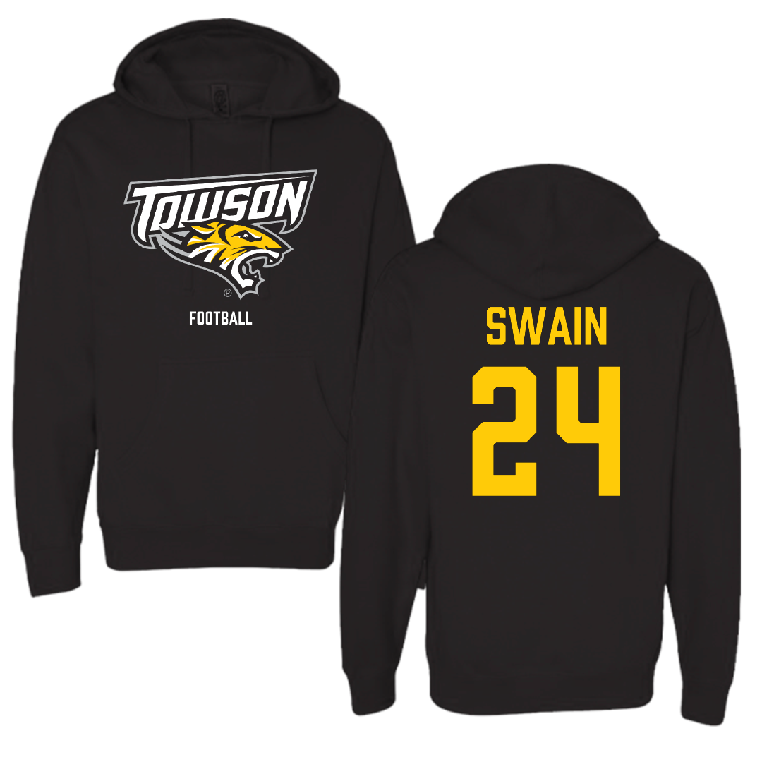 Towson University Football Black Hoodie - #24 Mike Swain