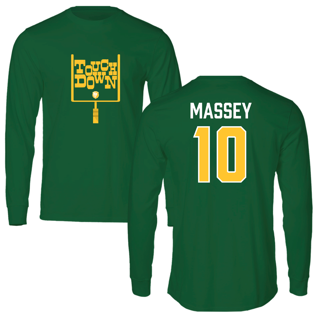 Southeastern Louisiana University Football Green Touchdown Performance Long Sleeve - #10 Maurice Massey