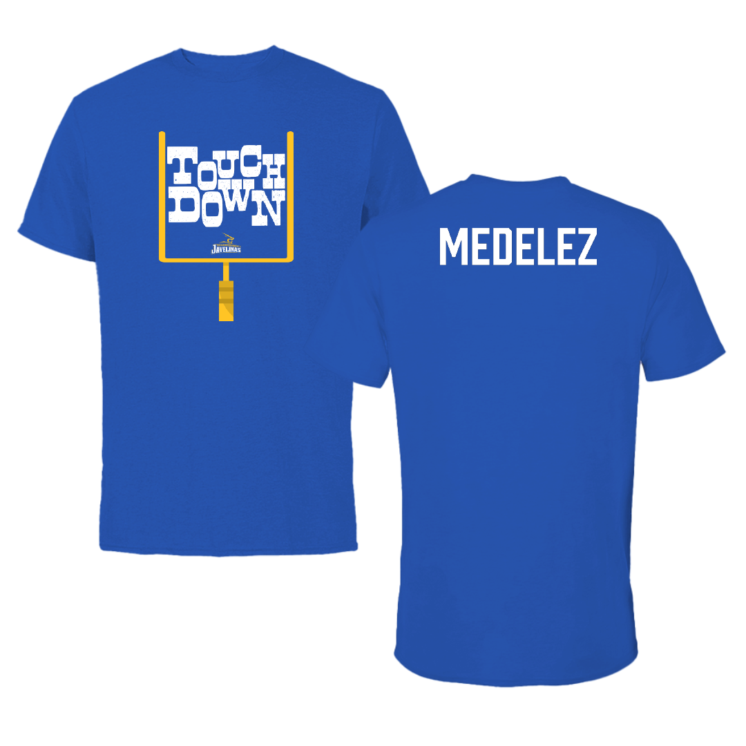Texas A&M University-Kingsville Football Blue Touchdown Performance Tee - Christopher Medelez