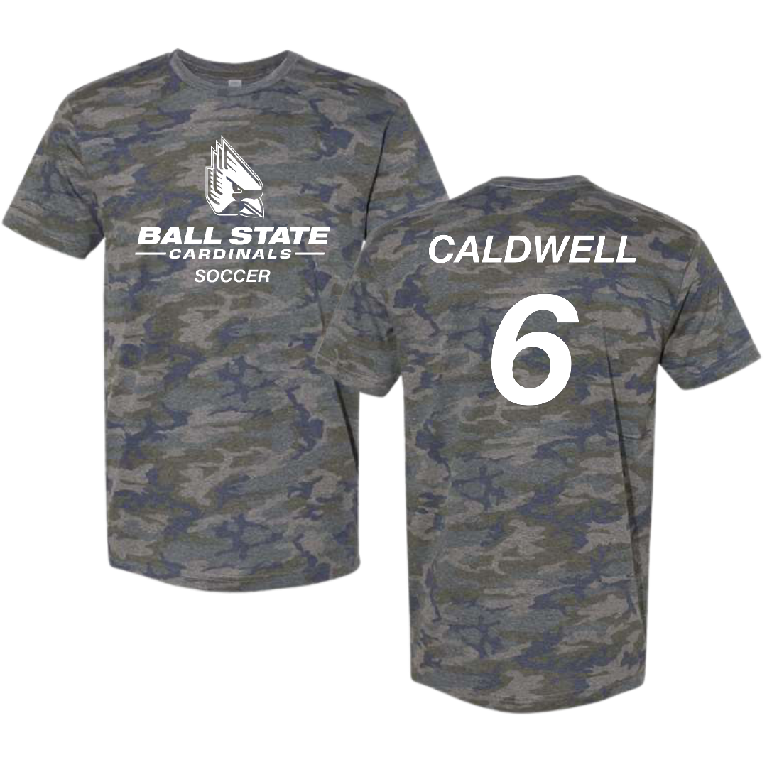 Ball State University Soccer (W) Vintage Camo Tee - #6 Delaney Caldwell