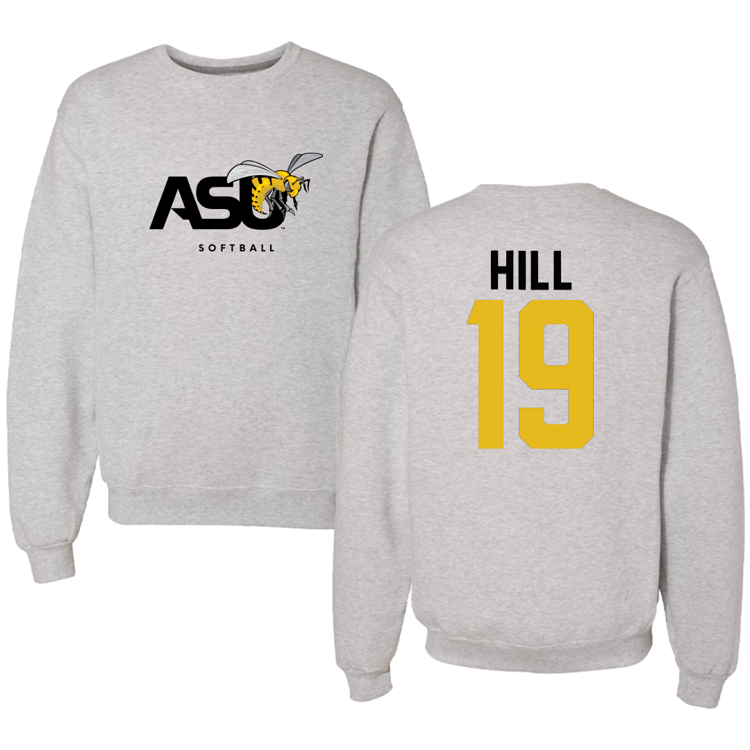 Alabama State University Softball Light Gray Crewneck - #19 Kaitlyn Hill