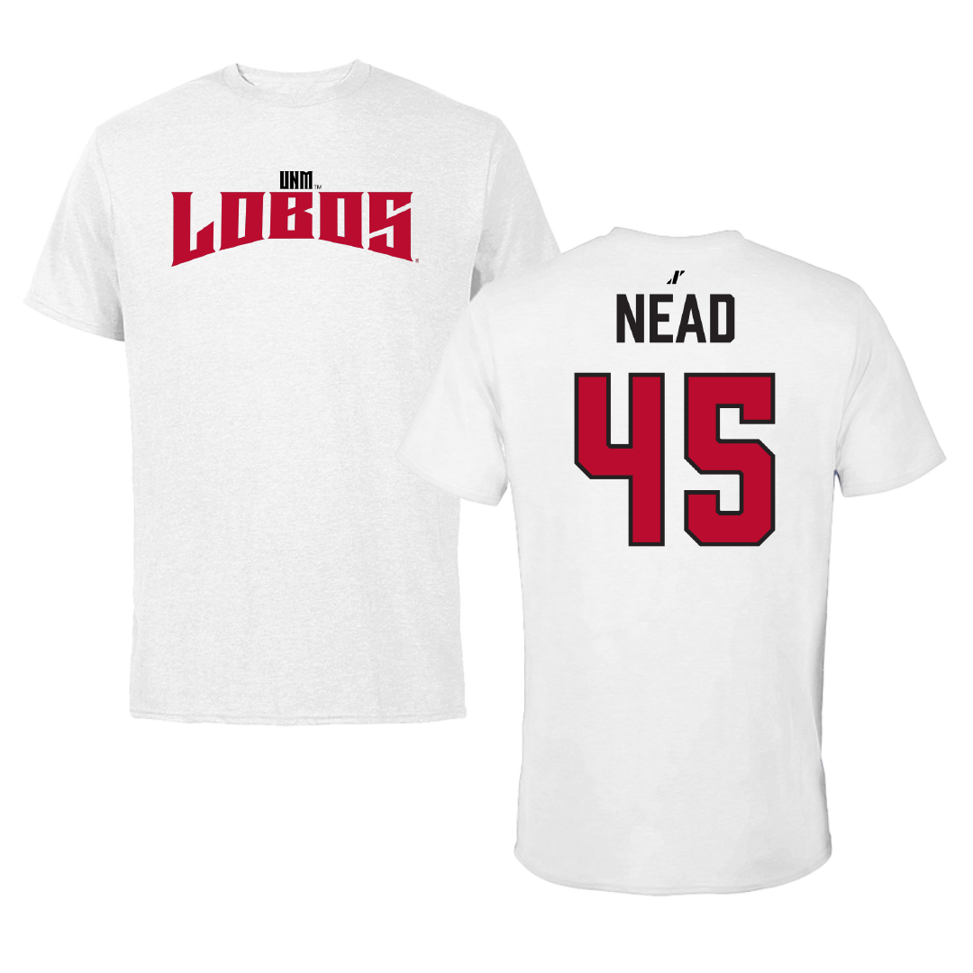University of New Mexico Football White Classic Tee - #45 Keayen Nead