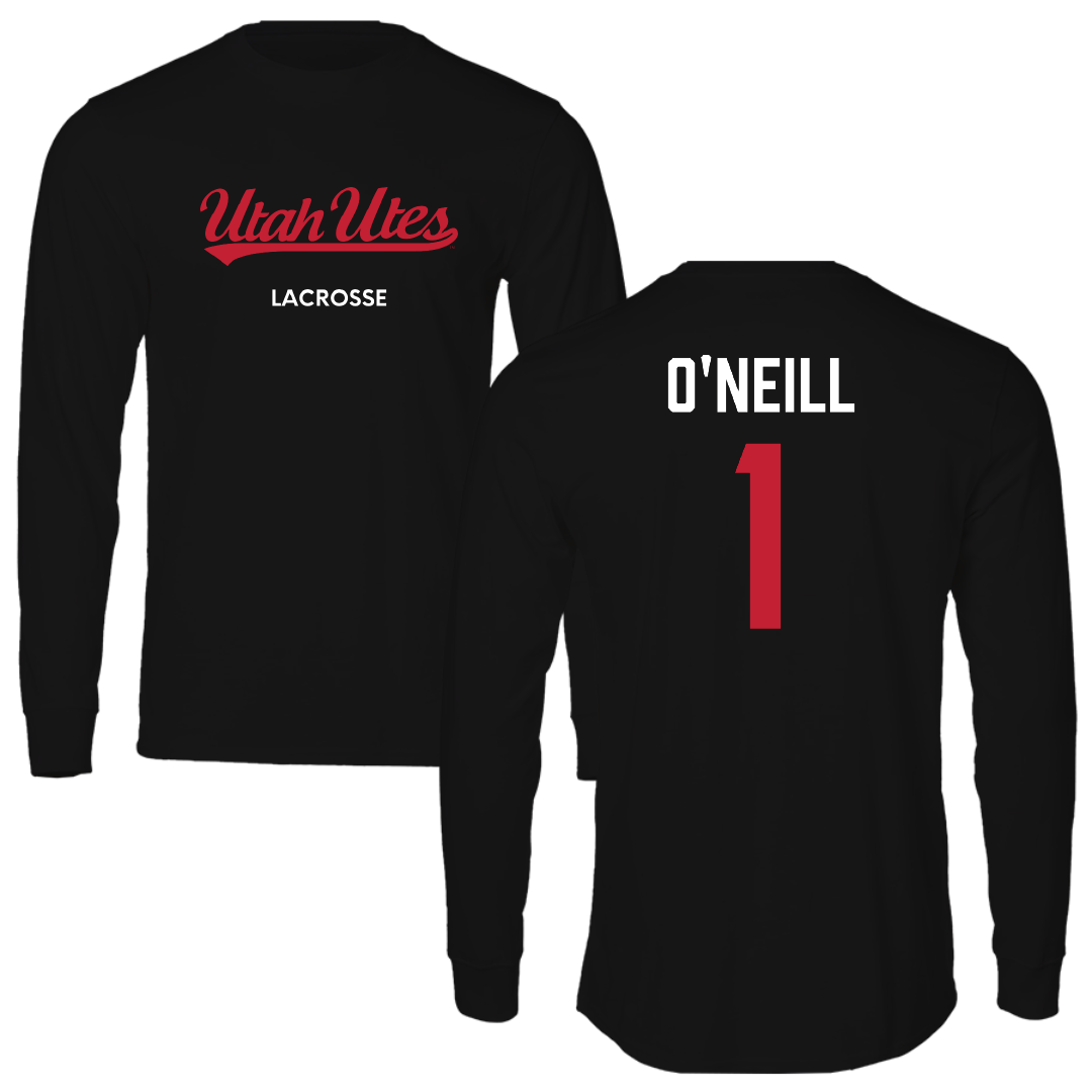 University of Utah Lacrosse (M) Black Utes Performance Long Sleeve - #1 Conor O'Neill