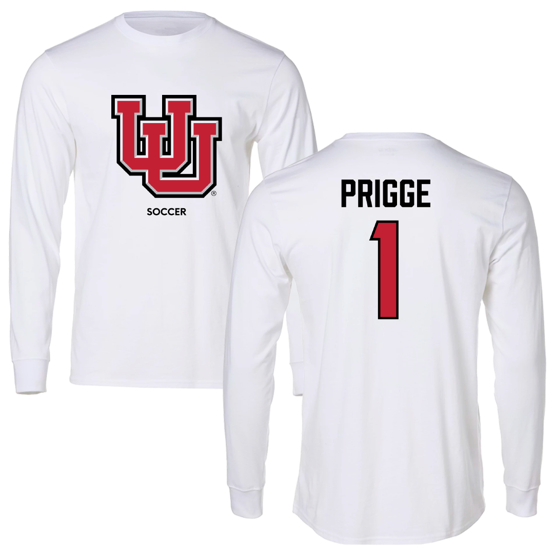 University of Utah Soccer (W) White Block Performance Long Sleeve - #1 Taylor Prigge