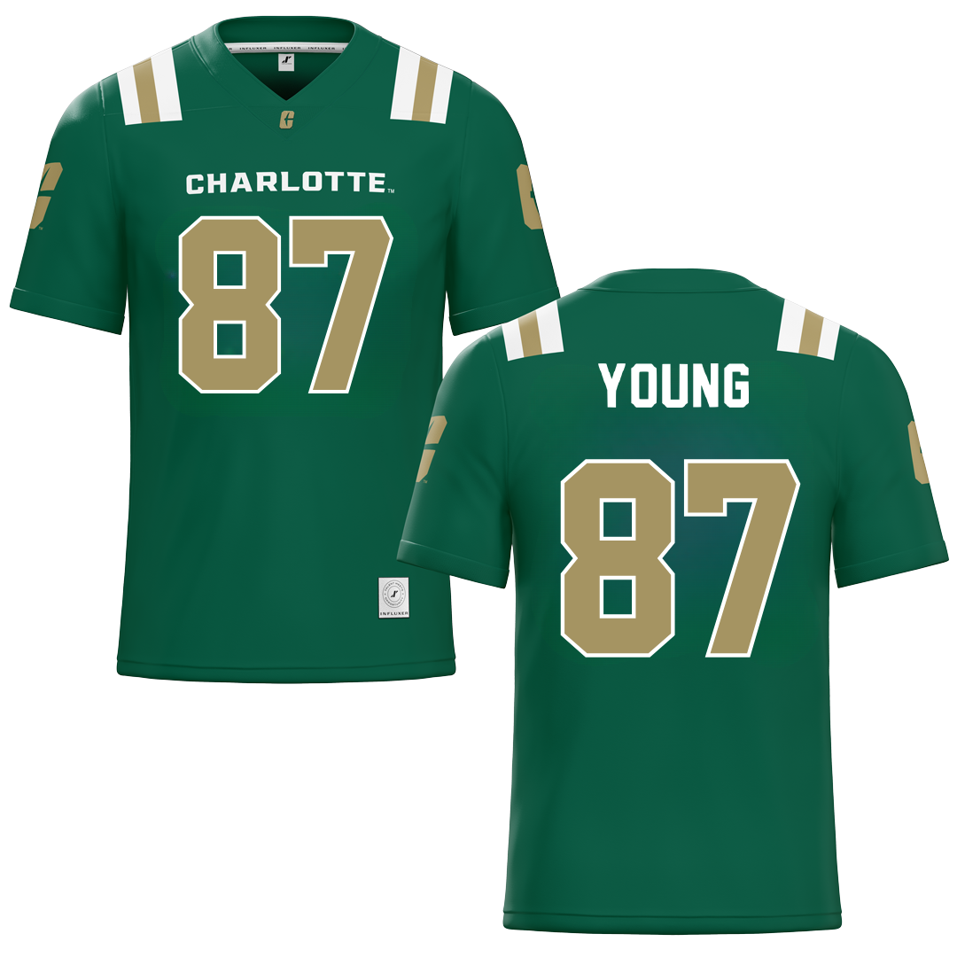 The University of North Carolina at Charlotte Green Football Jersey - #87 Jake Young