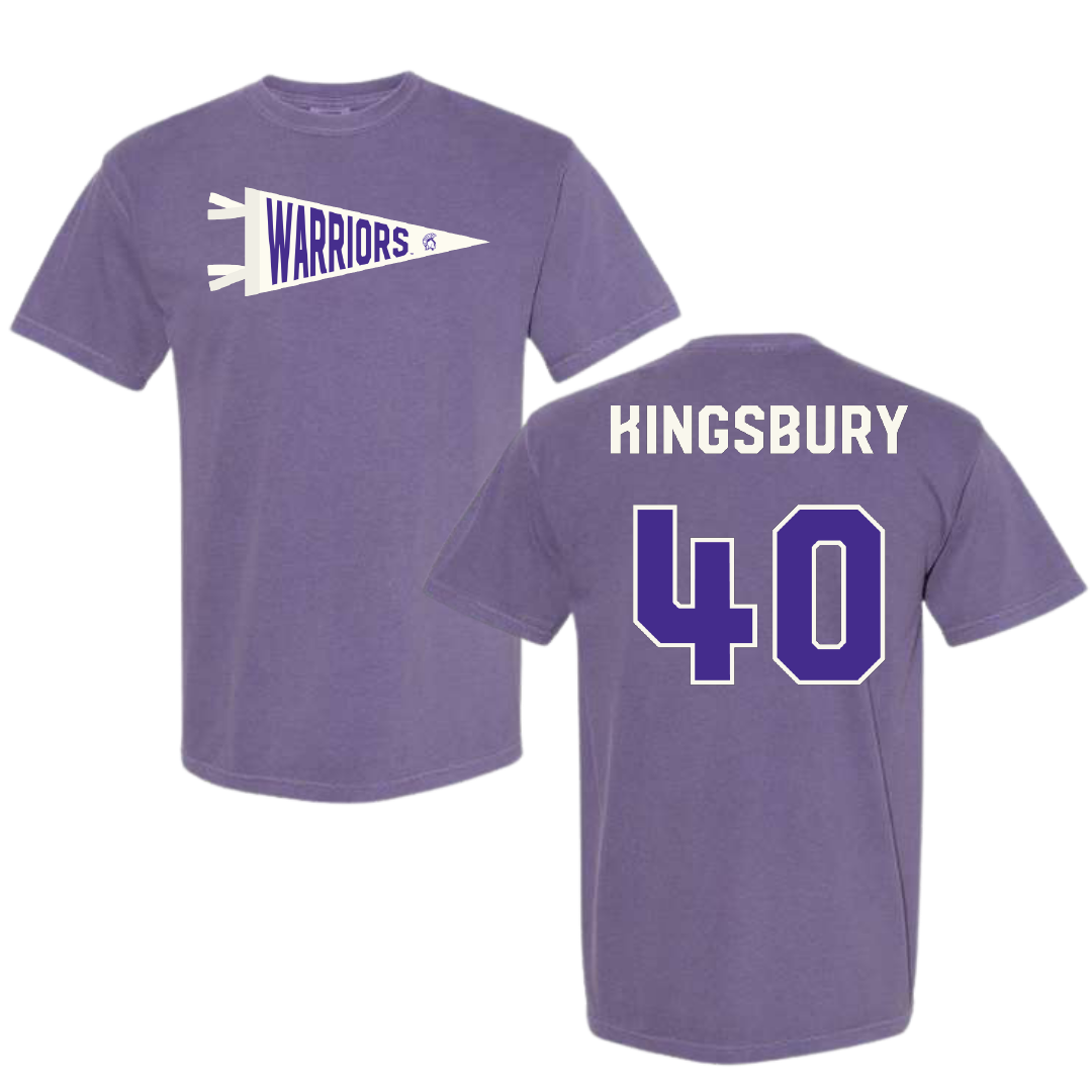 Winona State University Football Purple Pennant Comfort Colors Tee - #40 Ben Kingsbury