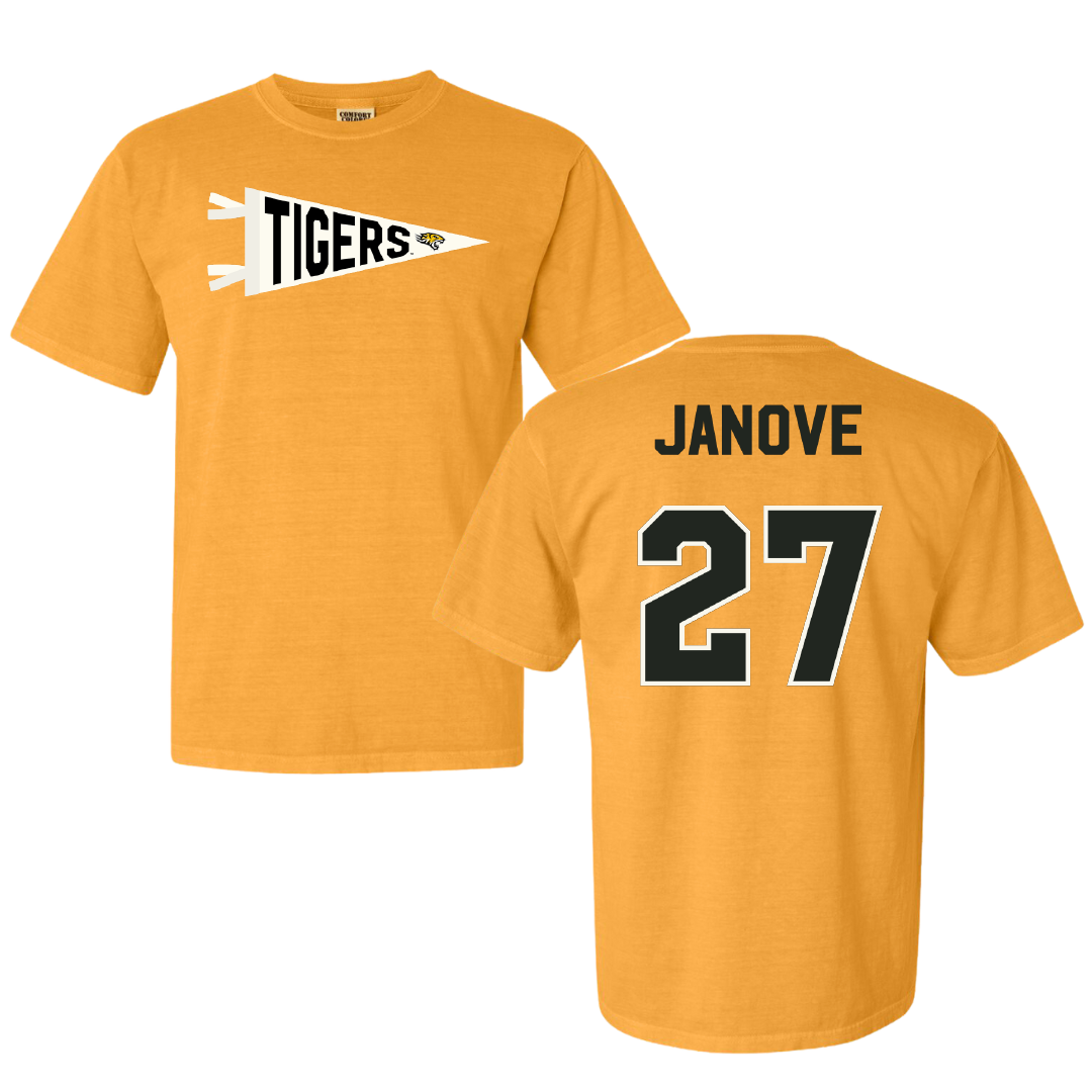 Towson University Baseball Gold Pennant Comfort Colors Tee - #27 Josh Janove