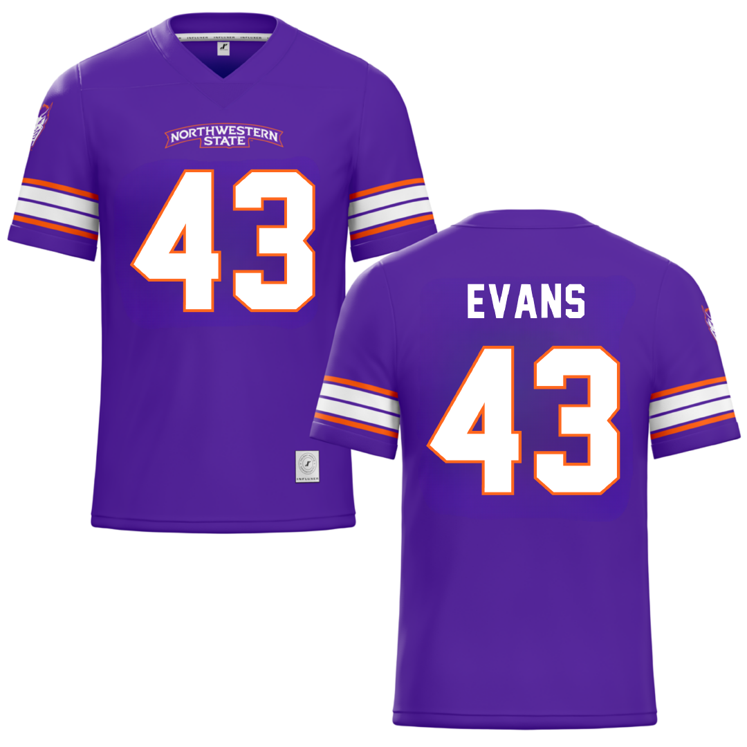 Northwestern State University Purple Football Jersey - #43 Cooper Evans