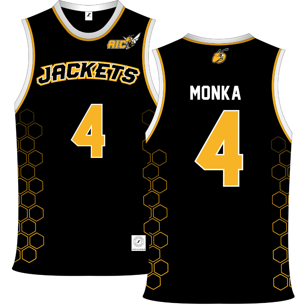 American International College Black Basketball Jersey - #4 Eden Monka