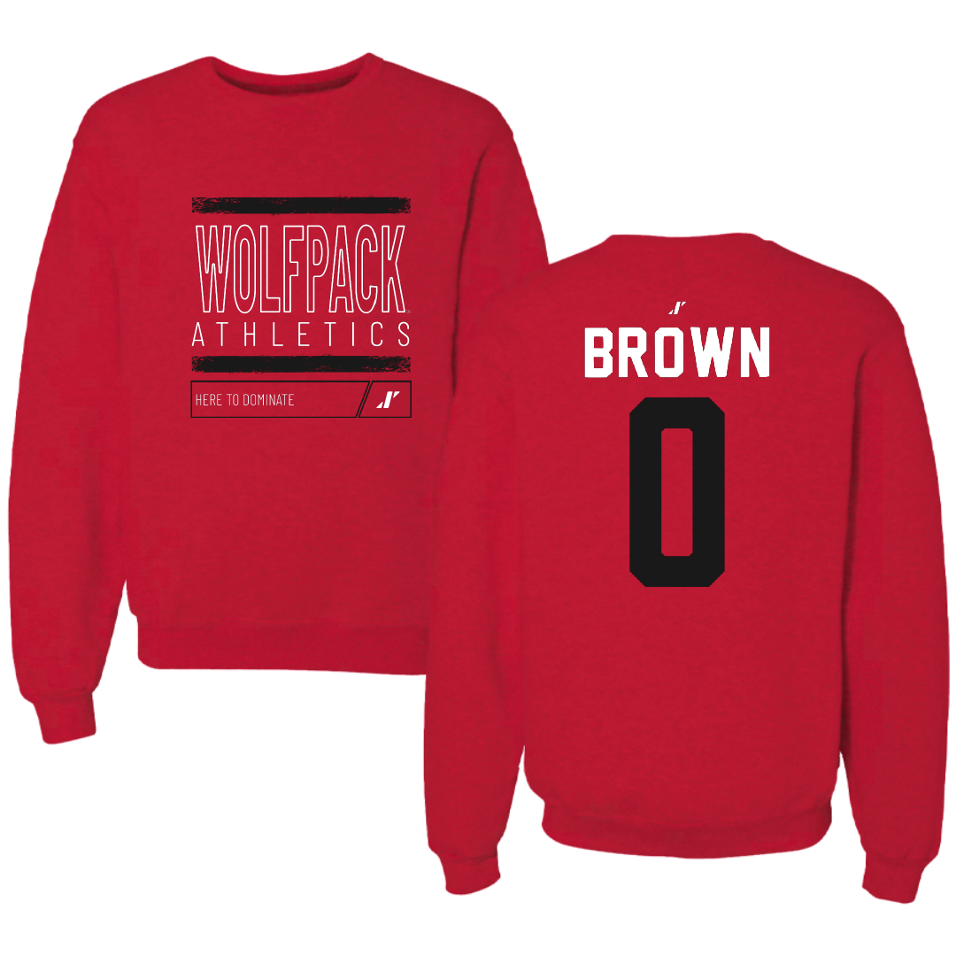 North Carolina State University Football Red Dominate Crewneck - #0 Sean Brown